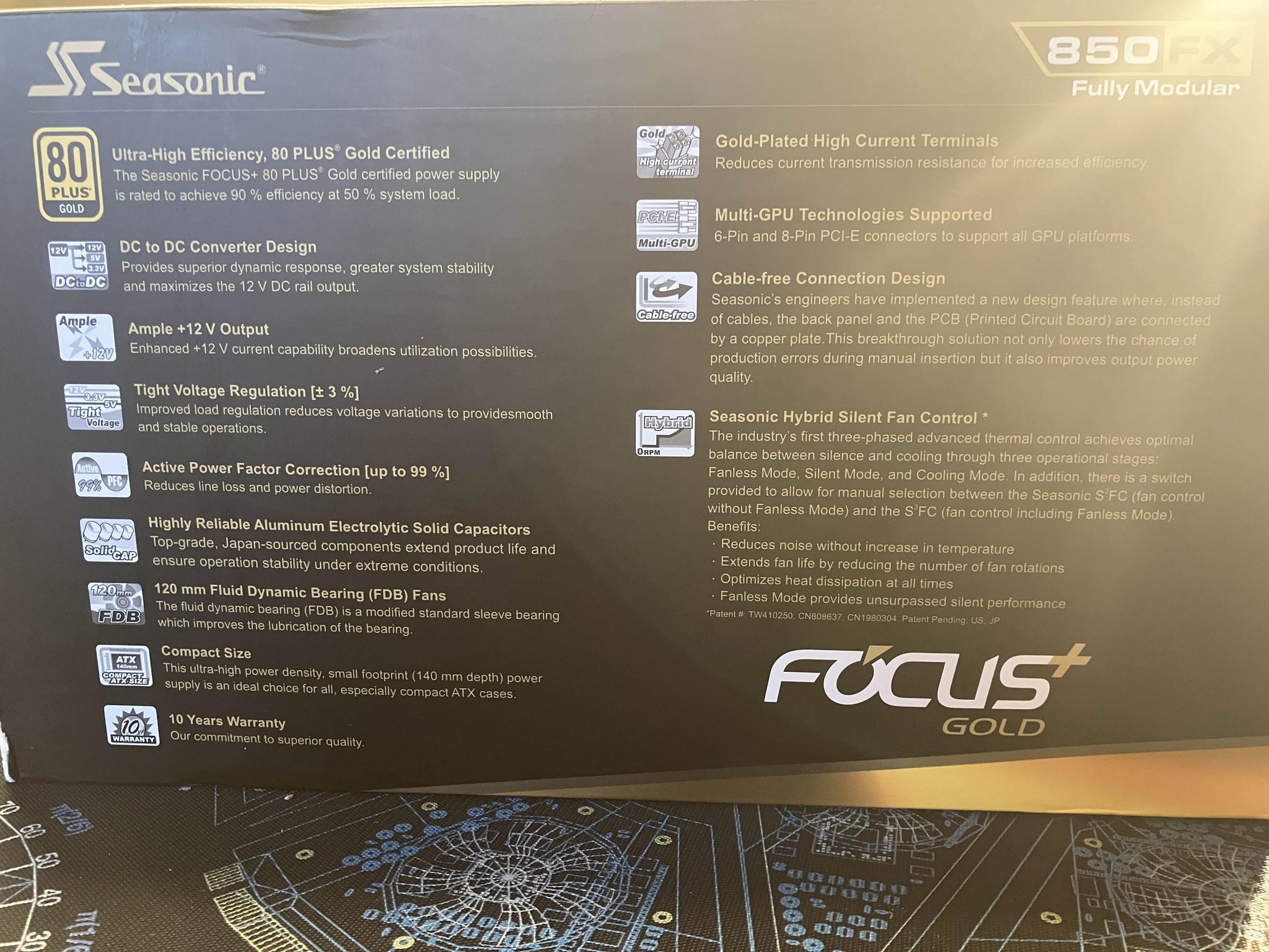 SeaSonic FOCUS Plus 850 Gold W/ CableMod Cables Modular PSU