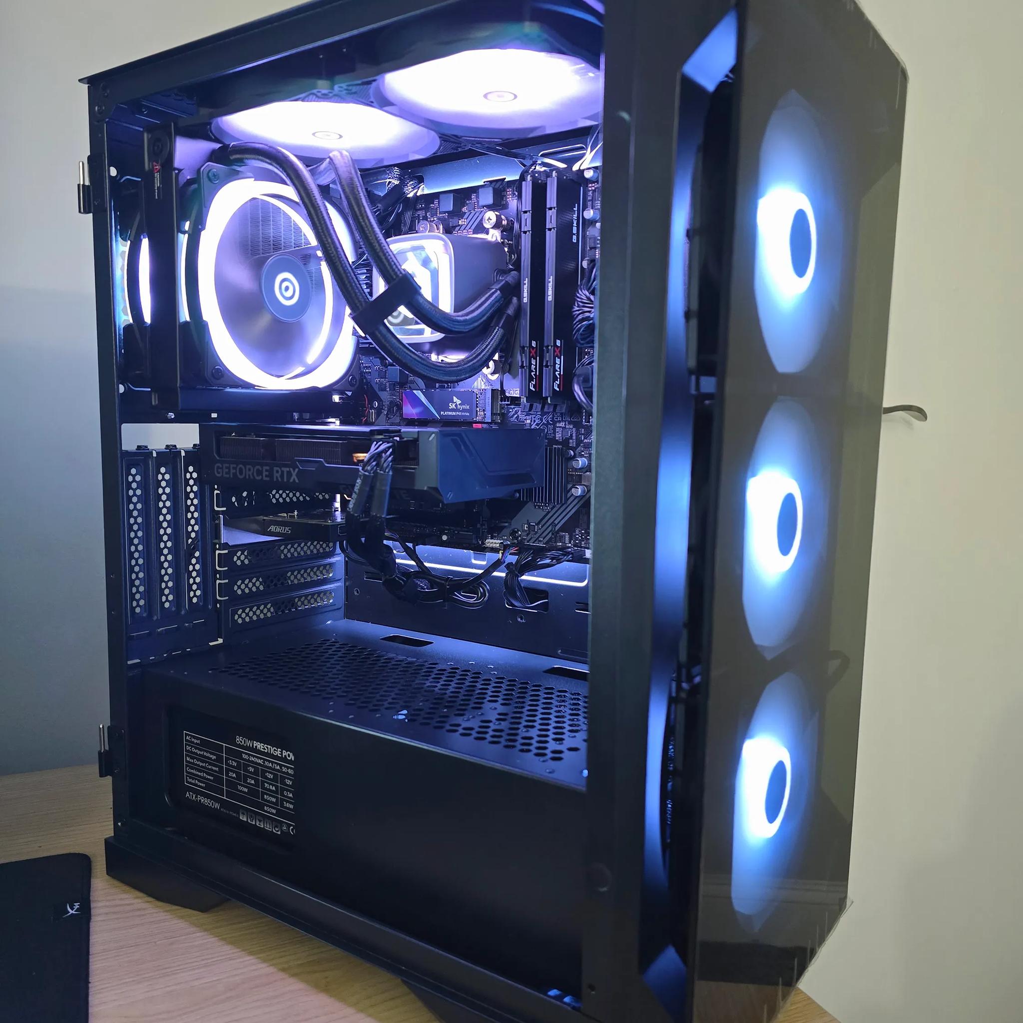 Ryzen 7 7700X, RTX 4060Ti 16GB, 32 GB DDR5-6000, 1TB SSD, 850W 80 plus ATX PSU, AIO CPU Cooled