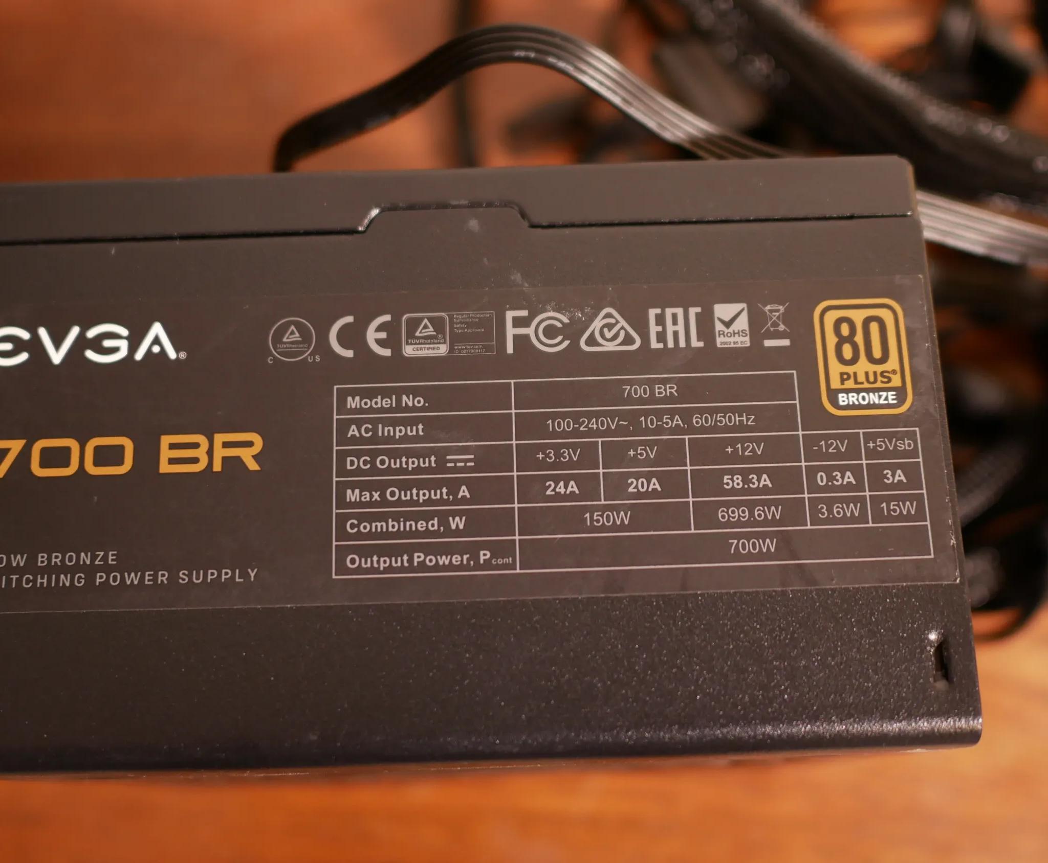EVGA 700 BR, 80+ BRONZE 700W, Power Supply 100-BR-0700