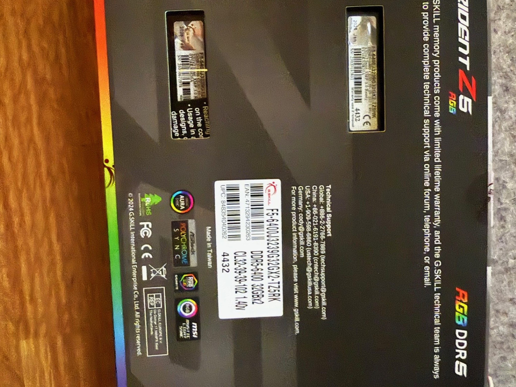 G.SKILL Trident Z5 RGB Series (Intel XMP 3.0) DDR5 RAM 64GB (2x32GB) 6400MT/s