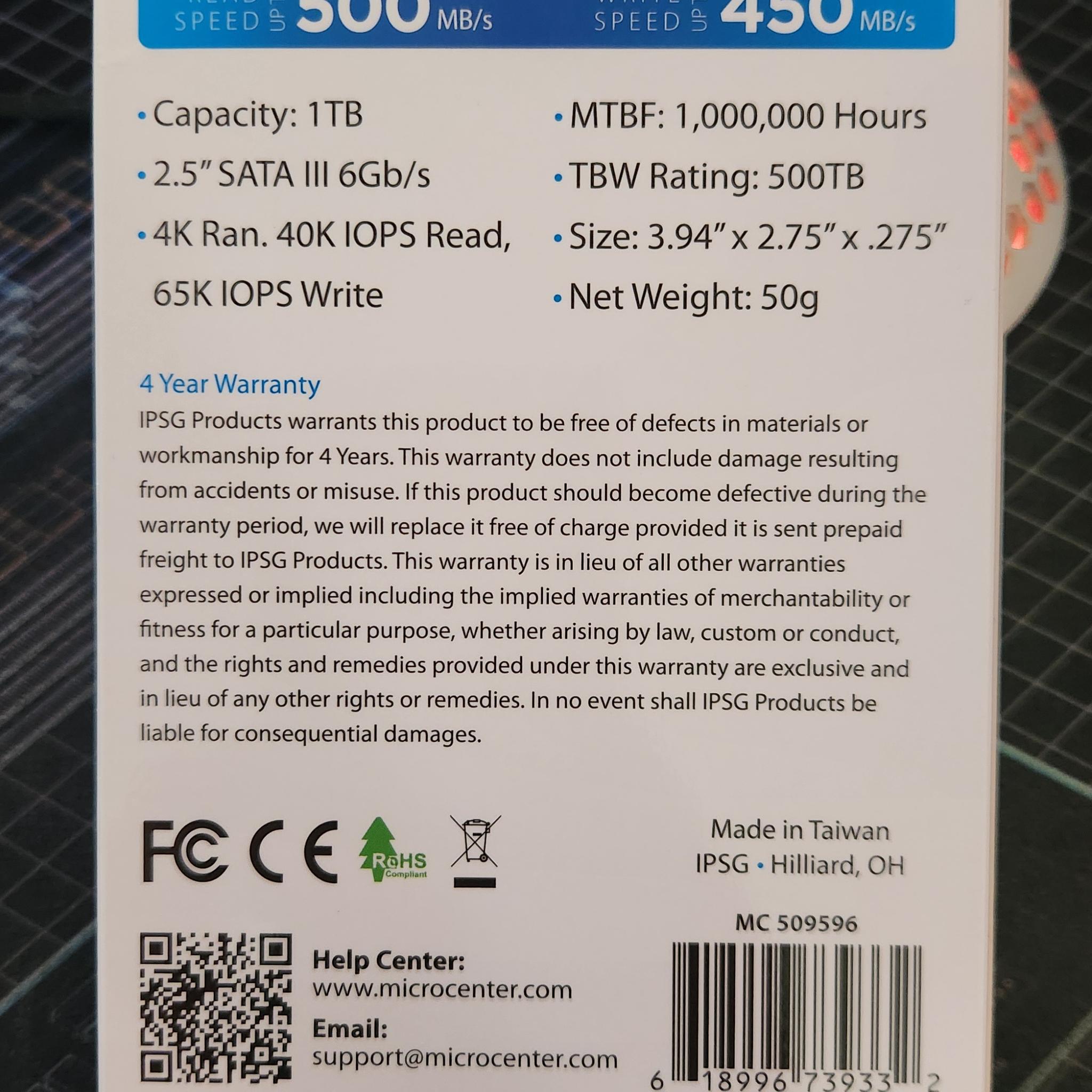 1TB Inland Platinum 2.5" SATA SSD.  Black Friday Special!!!