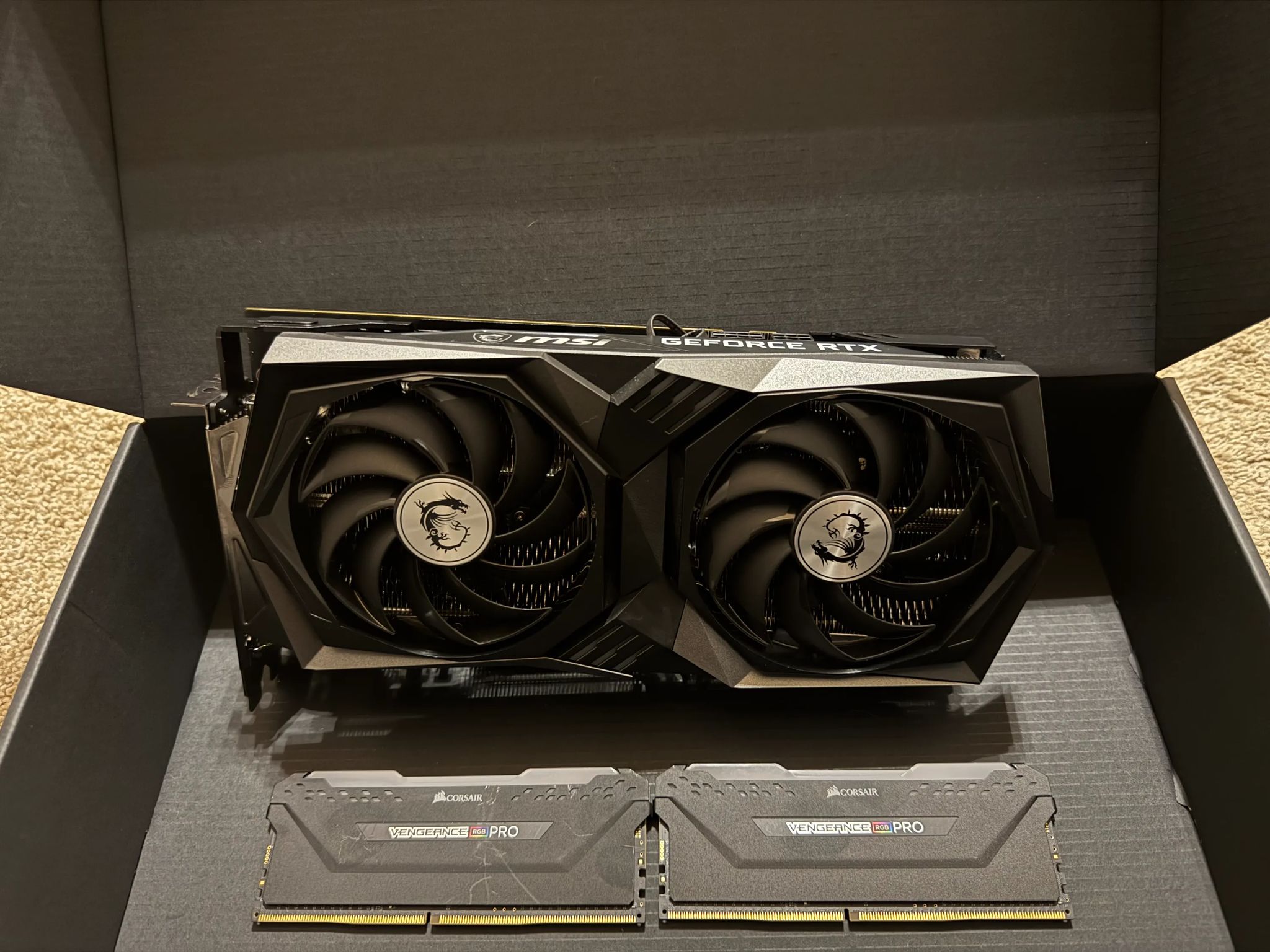 MSI GeForce RTX 3060 Ti LHR 8GB GDRR6 + Free 16GB (8GBx2) RAM Corsair Vengeance RGB PRO DDR4 3200