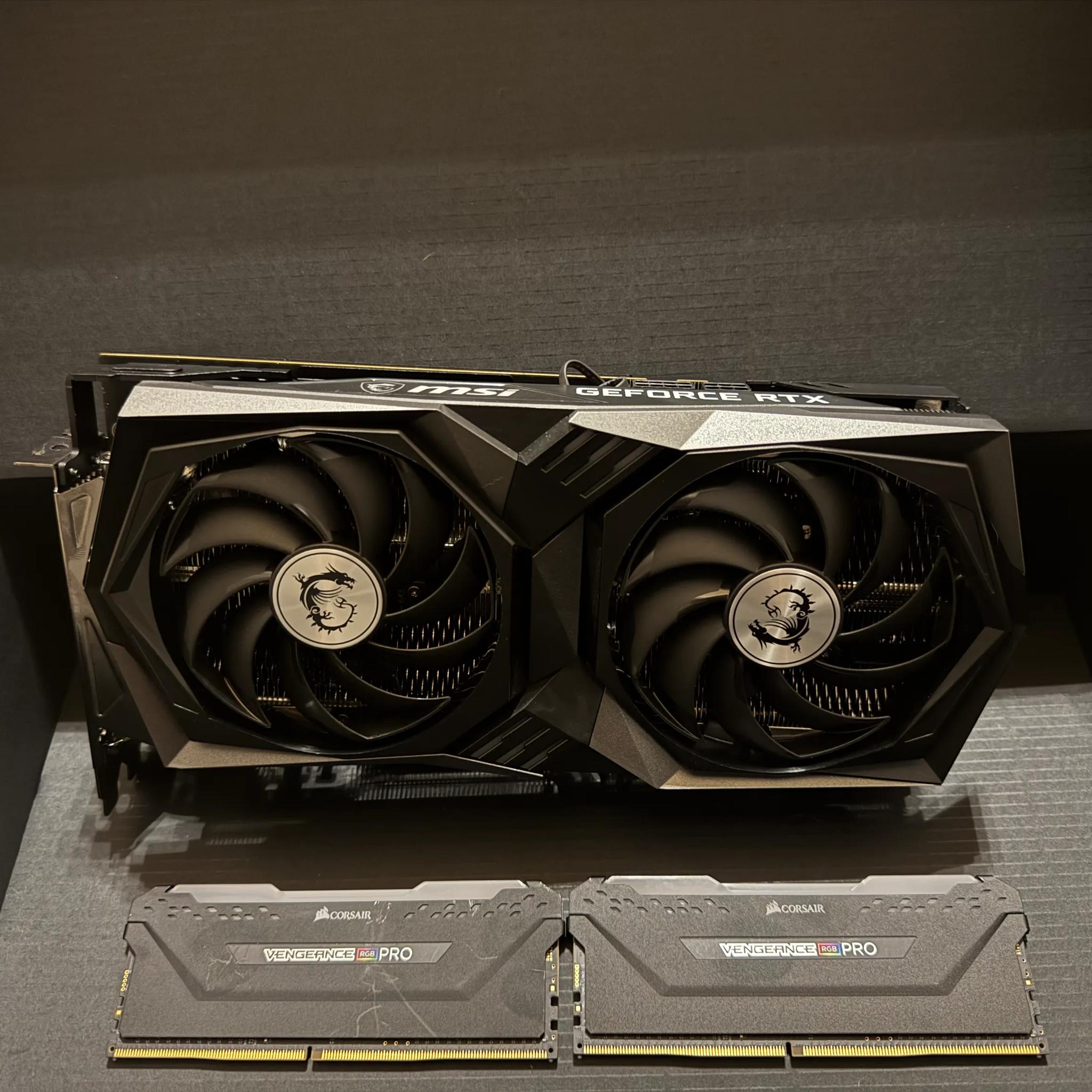 MSI GeForce RTX 3060 Ti LHR 8GB GDRR6 + Free 16GB (8GBx2) RAM Corsair Vengeance RGB PRO DDR4 3200