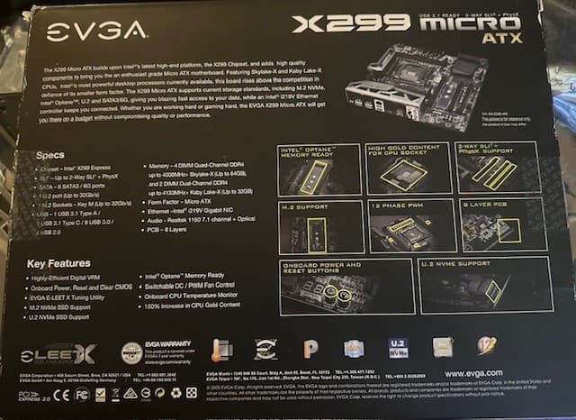 EVGA X299 MicroATX MOBO Bundle with I9-10900K Installed