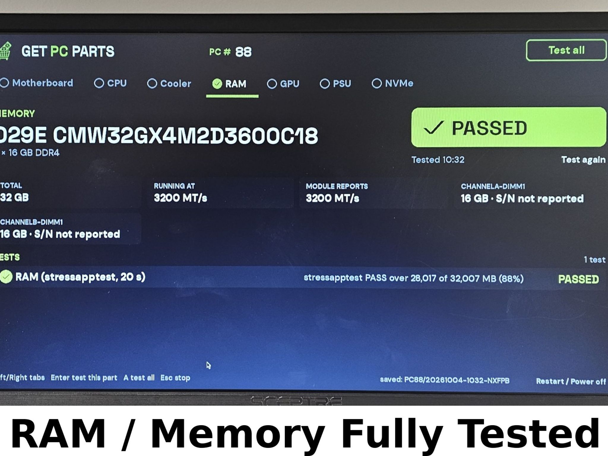 32GB DDR4 (2x16GB) CL18 3600MT/s Corsair Vengeance RGB PRO