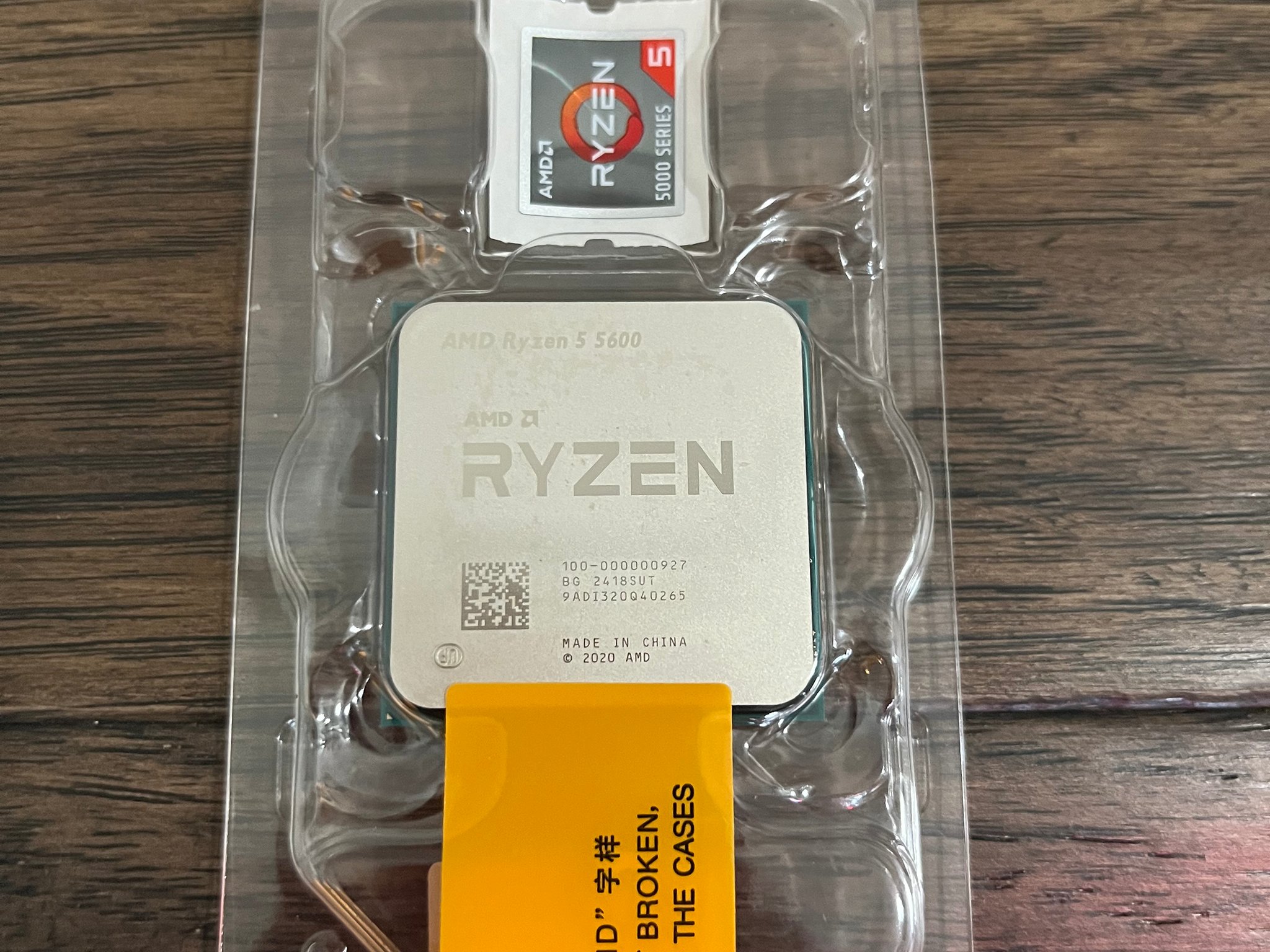 AMD Ryzen 5600 CPU (open box, no CPU Cooler)