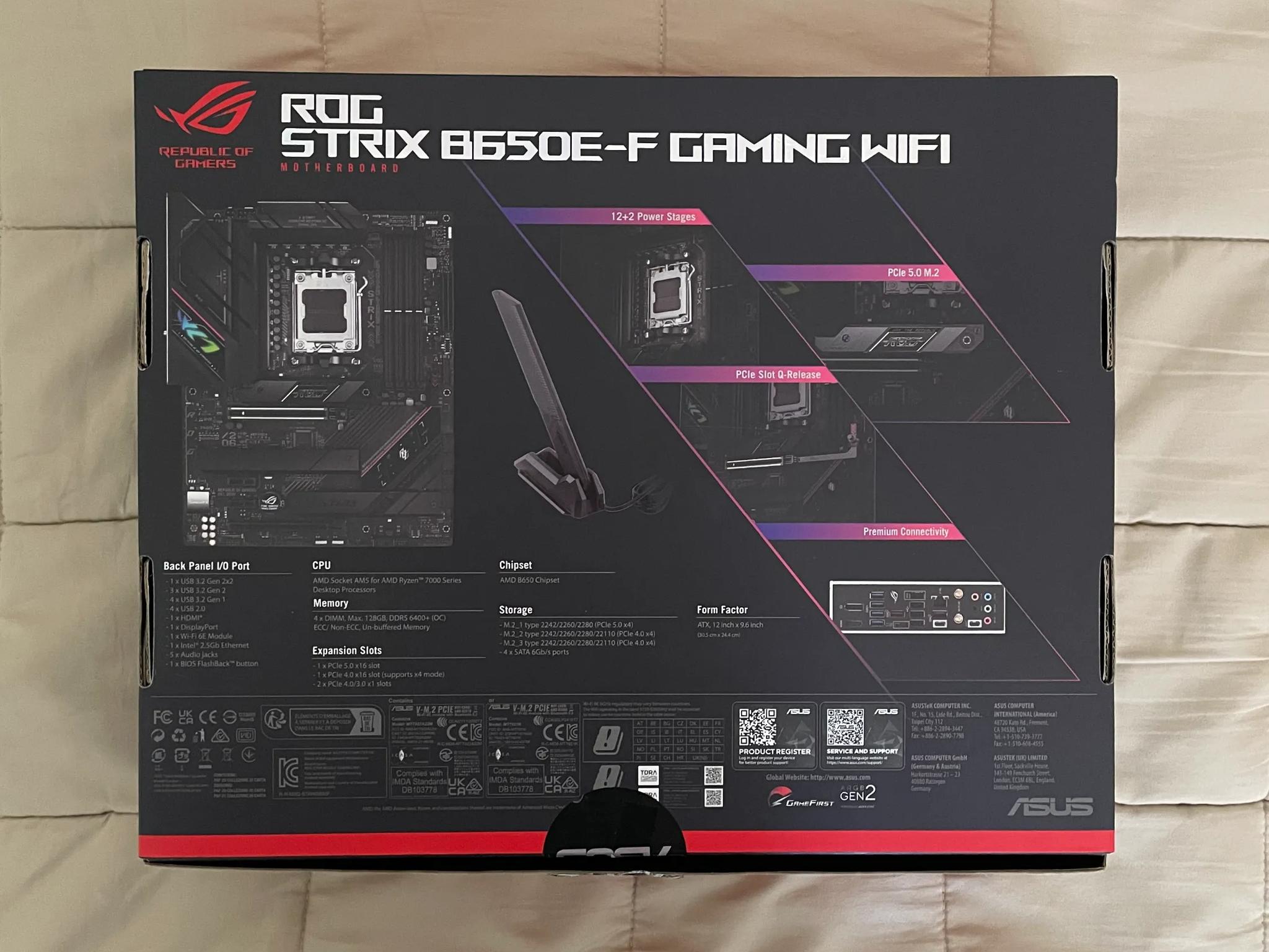 ASUS ROG STRIX B650E-F GAMING WIFI AM5 ATX Motherboard