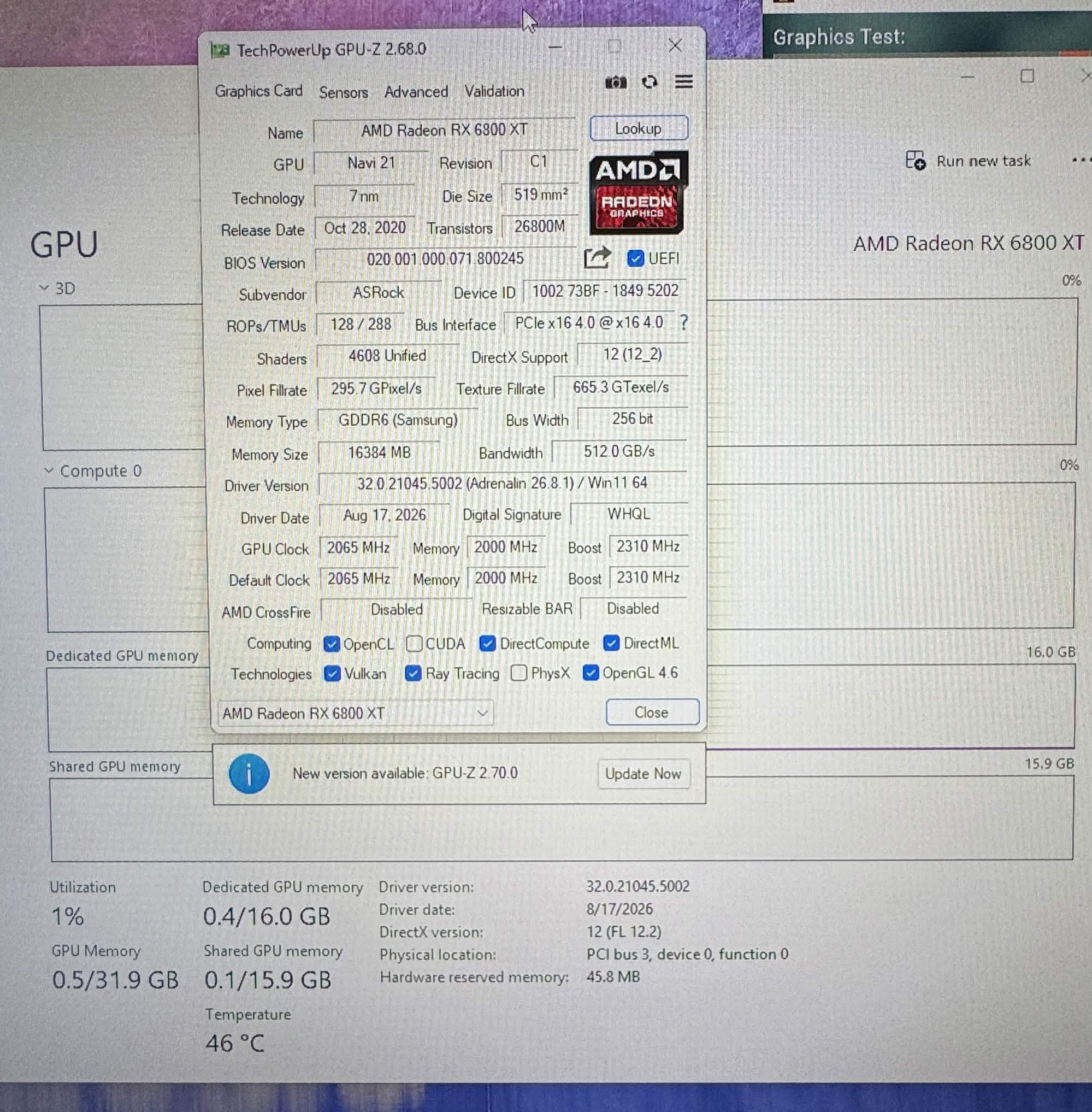 ASRock Radeon RX 6800 XT Phantom Gaming 16GB OC