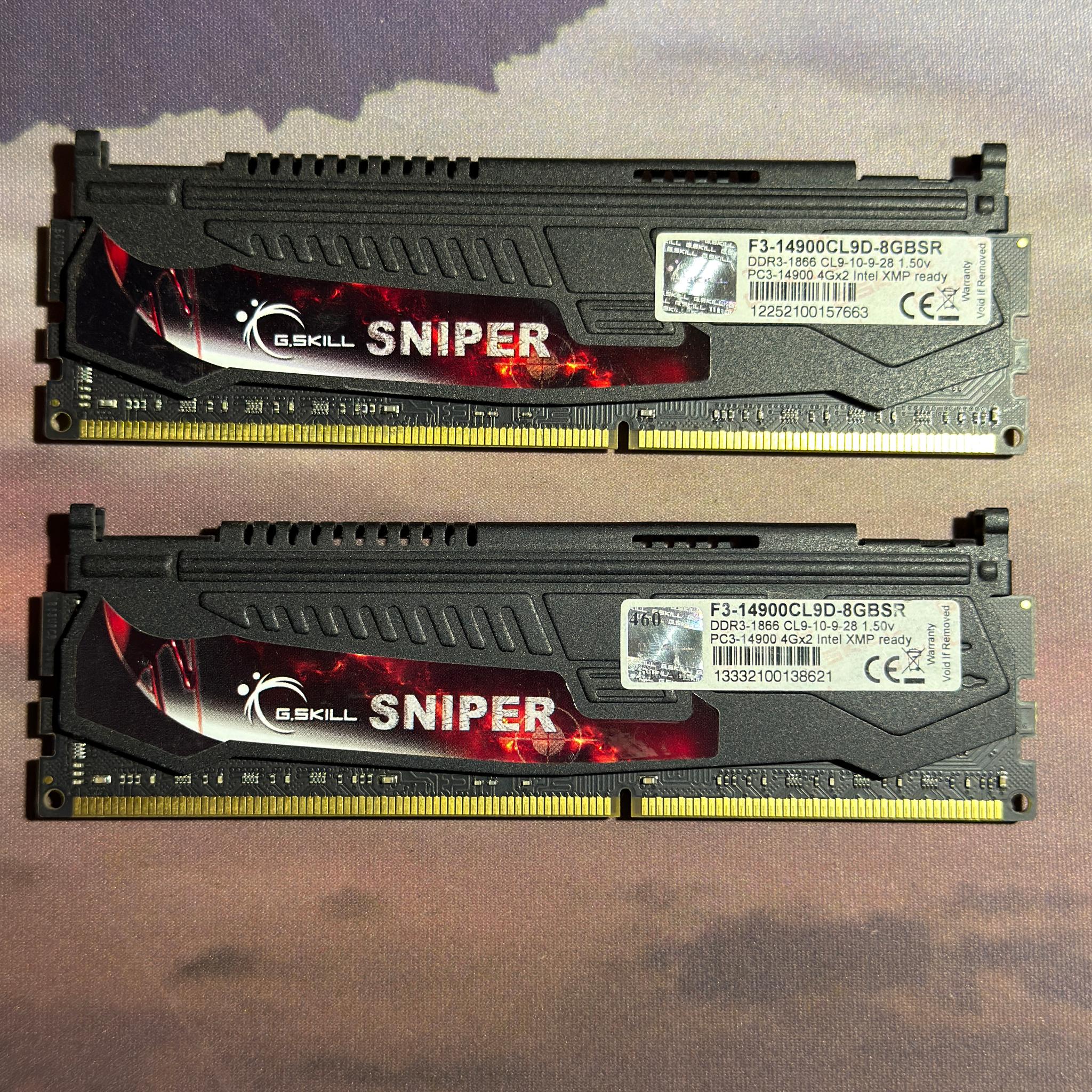 G.Skill Sniper Series 8GB (2x4GB) DDR3 1866MHz CL9 Desktop RAM - Perfect Used Condition