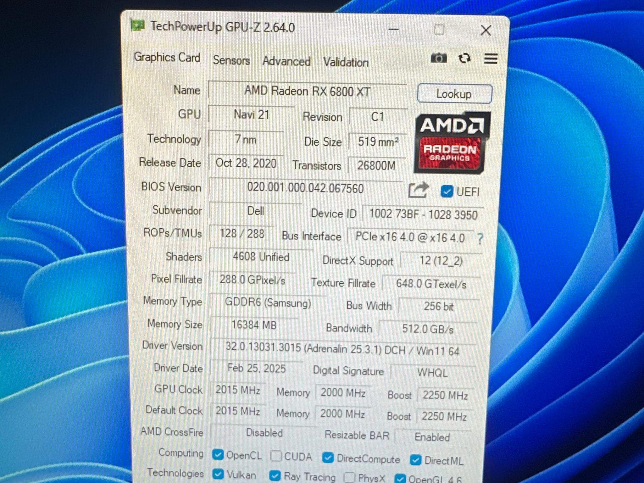 Dell Rx 6800 Xt 16GB