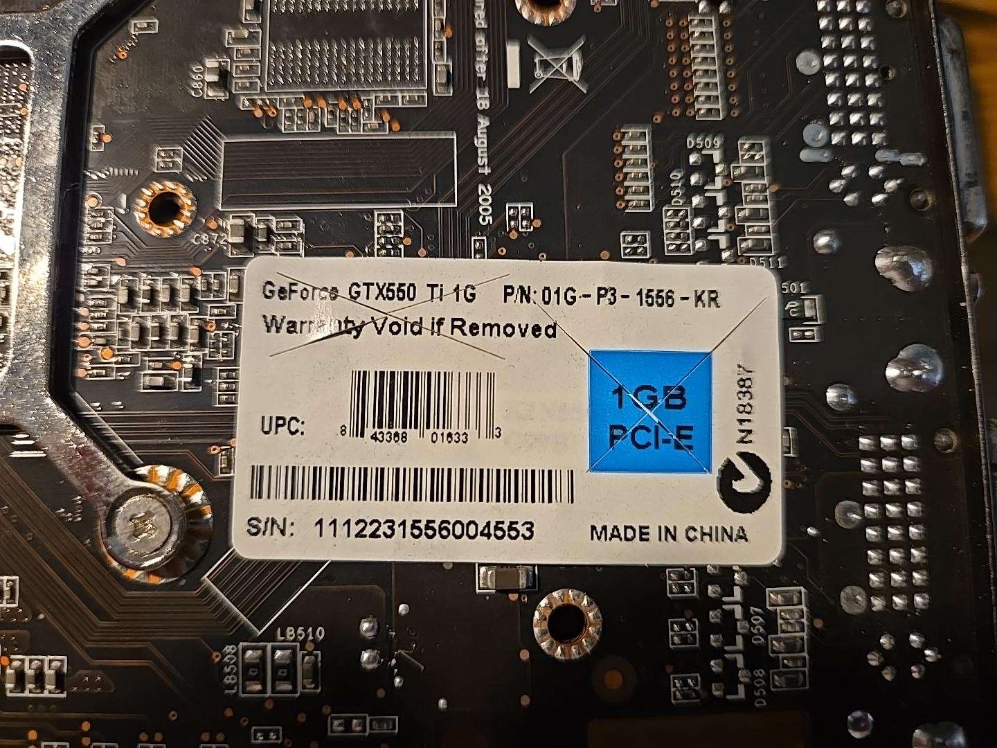 FPNW EVGA GeForce GTX 550 Ti 1GB