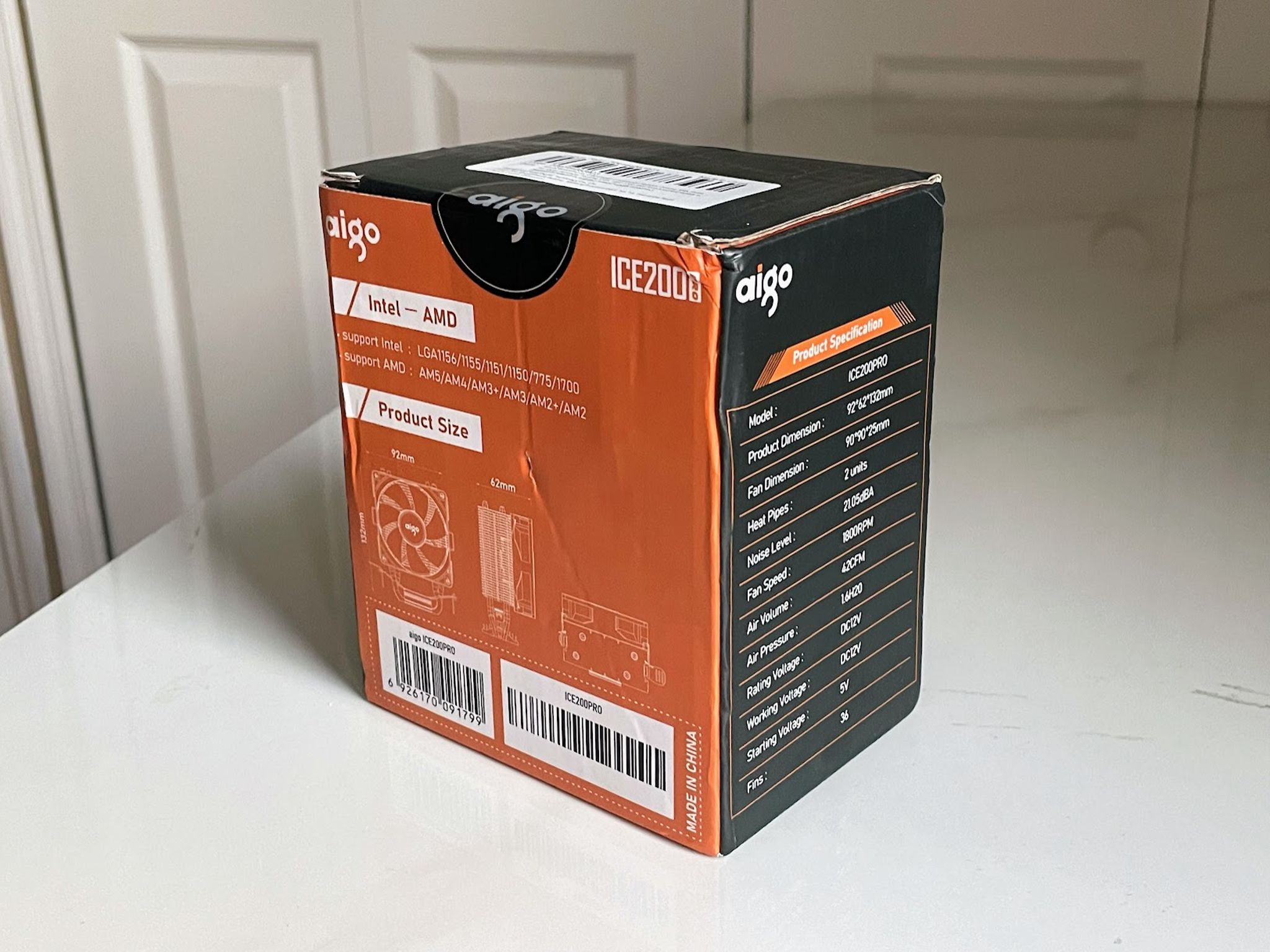 BNIB Aigo ICE200PRO 2 Heatpipes CPU Air Cooler 3PIN Fan w/ Intel 115X/1200/1700 AMD AM4/AM5 mounting