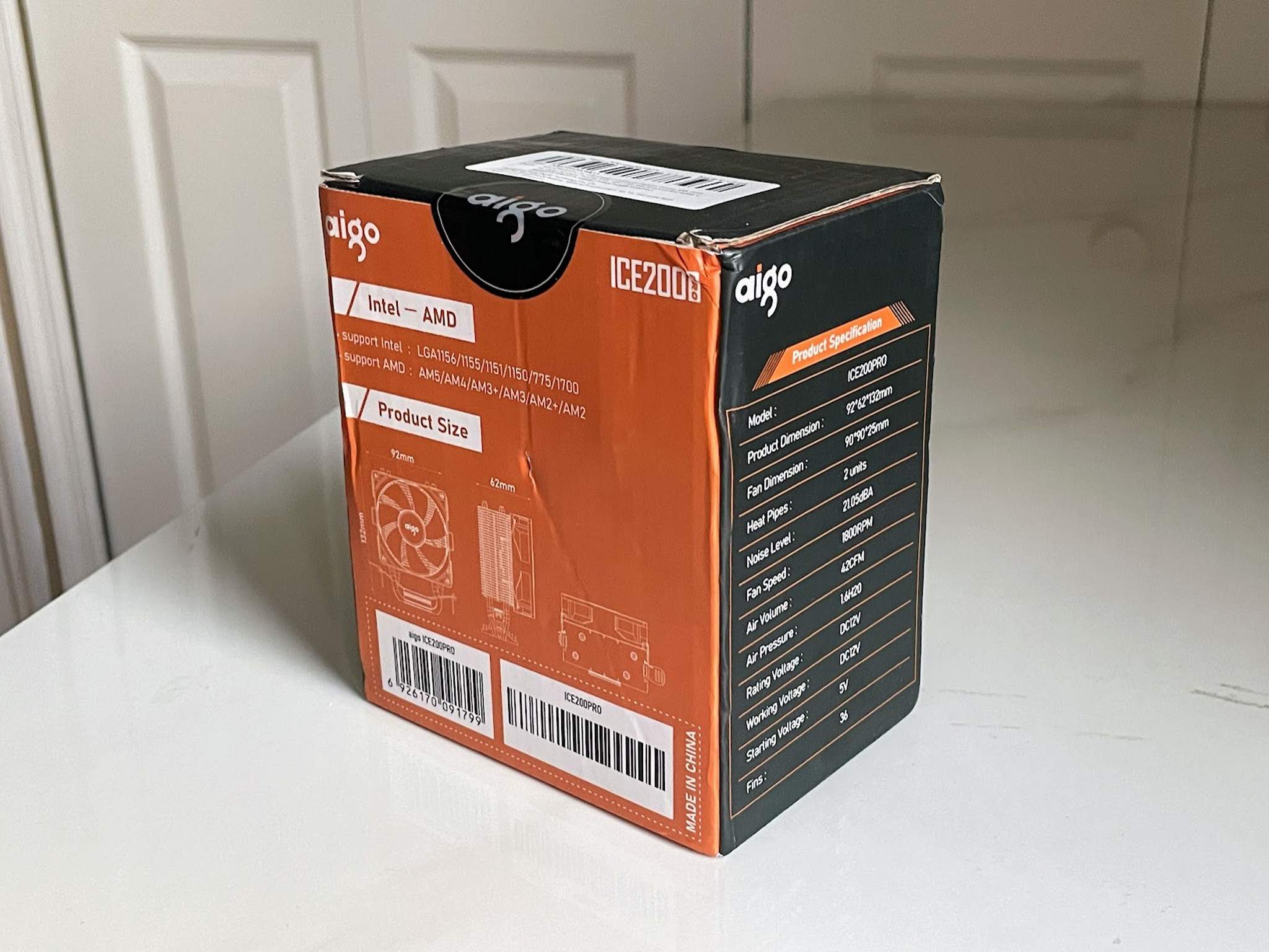 BNIB Aigo ICE200PRO 2 Heatpipes CPU Air Cooler 3PIN Fan w/ Intel 115X/1200/1700 AMD AM4/AM5 mounting