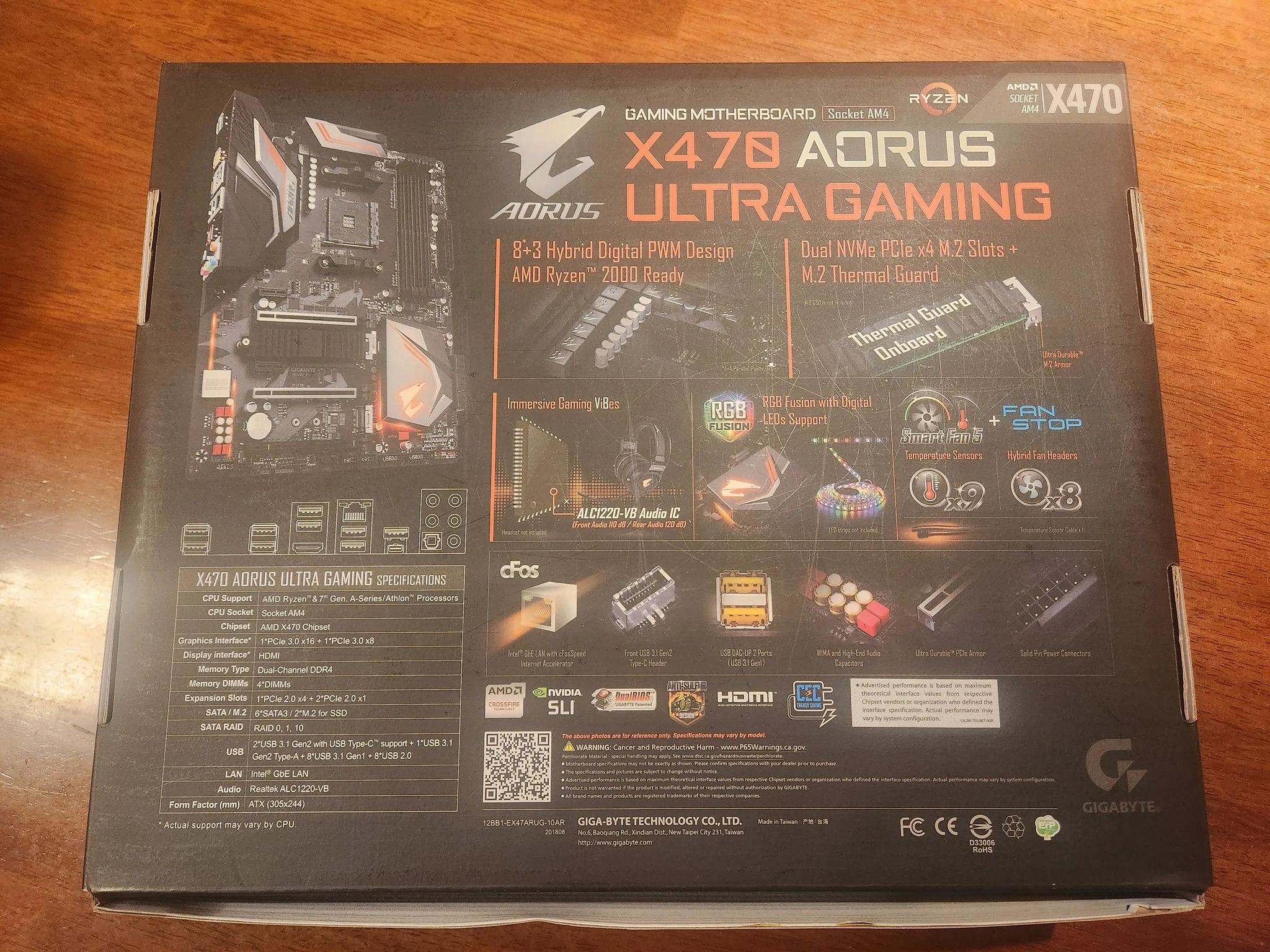 GIGABYTE X470 AORUS Ultra Gaming AM4 ATX AMD Motherboard Socket Ryzen