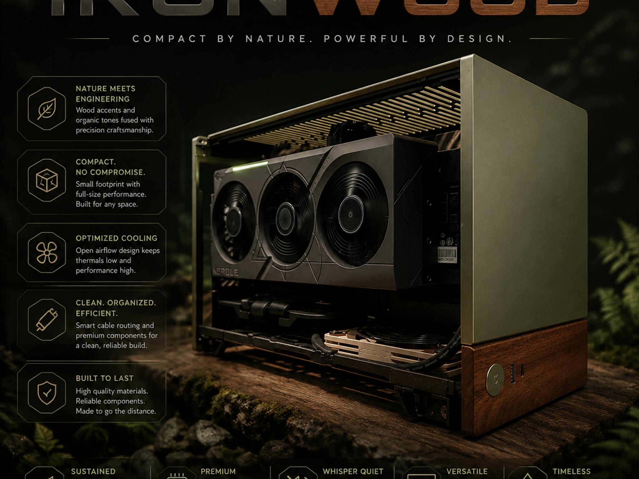 🩶🪵"Ironwood"🪵🩶| 1440p/4k Gaming | RTX 4070 Super | Intel i7 12700k | 32gb DDR5 | 2tb SSD | SFF