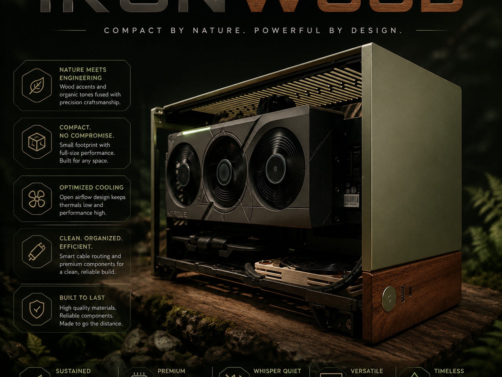 🩶🪵"Ironwood"🪵🩶| 1440p/4k Gaming | RTX 4070 Super | Intel i7 12700k | 32gb DDR5 | 2tb SSD | SFF