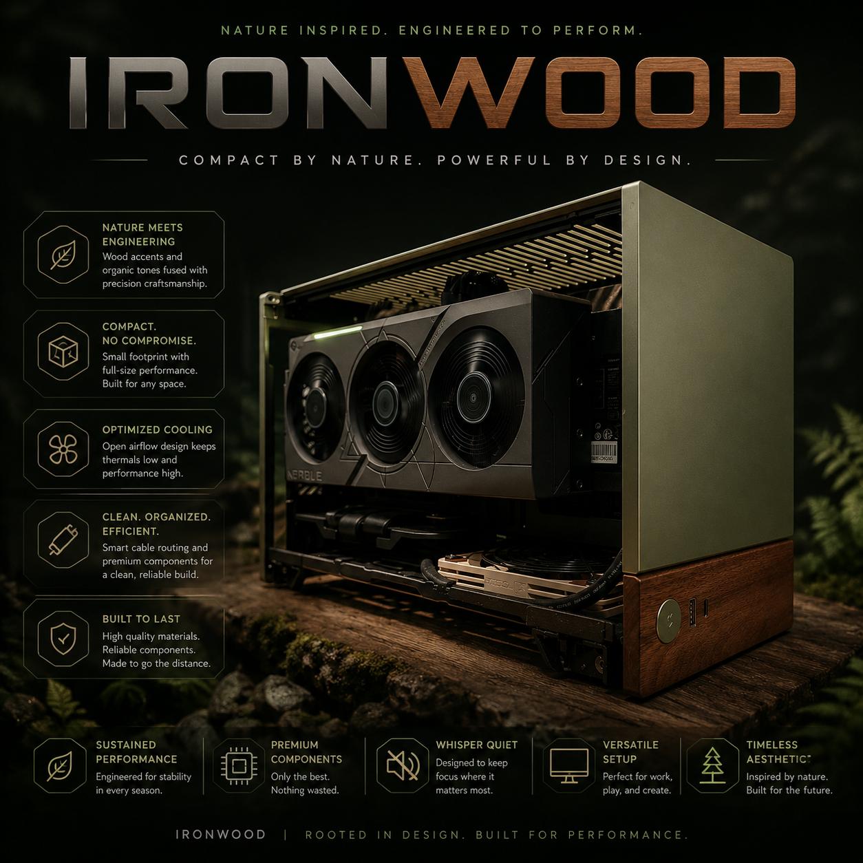 🩶🪵"Ironwood"🪵🩶| 1440p/4k Gaming | RTX 4070 Super | Intel i7 12700k | 32gb DDR5 | 2tb SSD | SFF