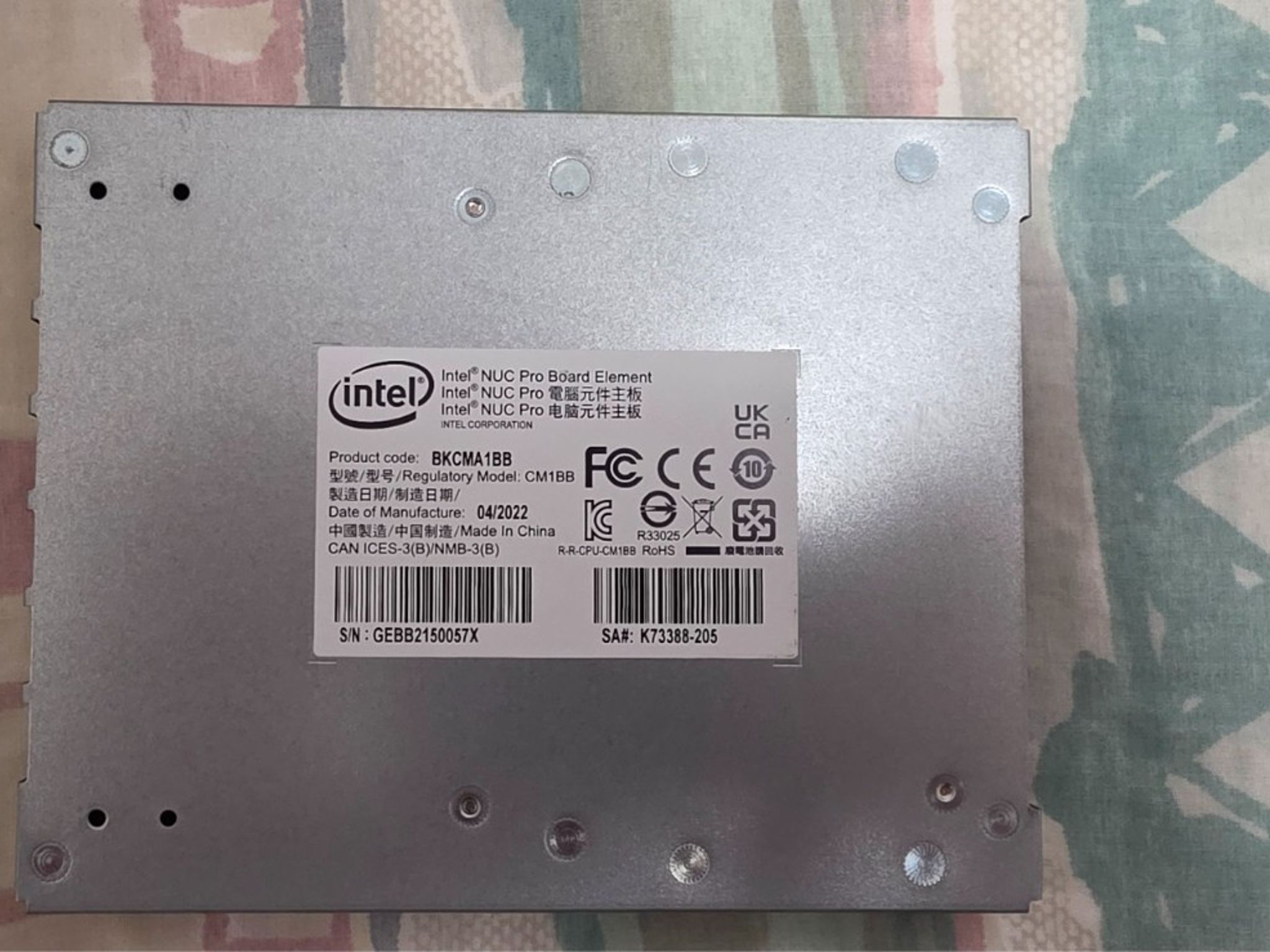 Intel BKCMA1BB NUC Assembly Element (DOES NOT INCLUDE COMPUTE ELEMENT OR SSD)
