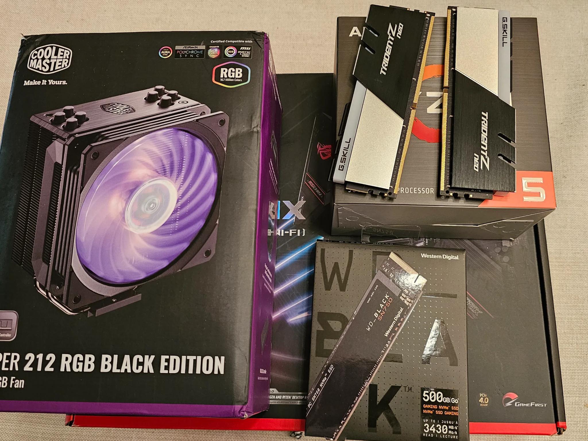 Ryzen 5600x w/ Asus ROG B550-F Gaming WIFI MOBO+32GB DDR4 3600 RAM+Hyper 212 EVO RGB Cooler+500G SSD
