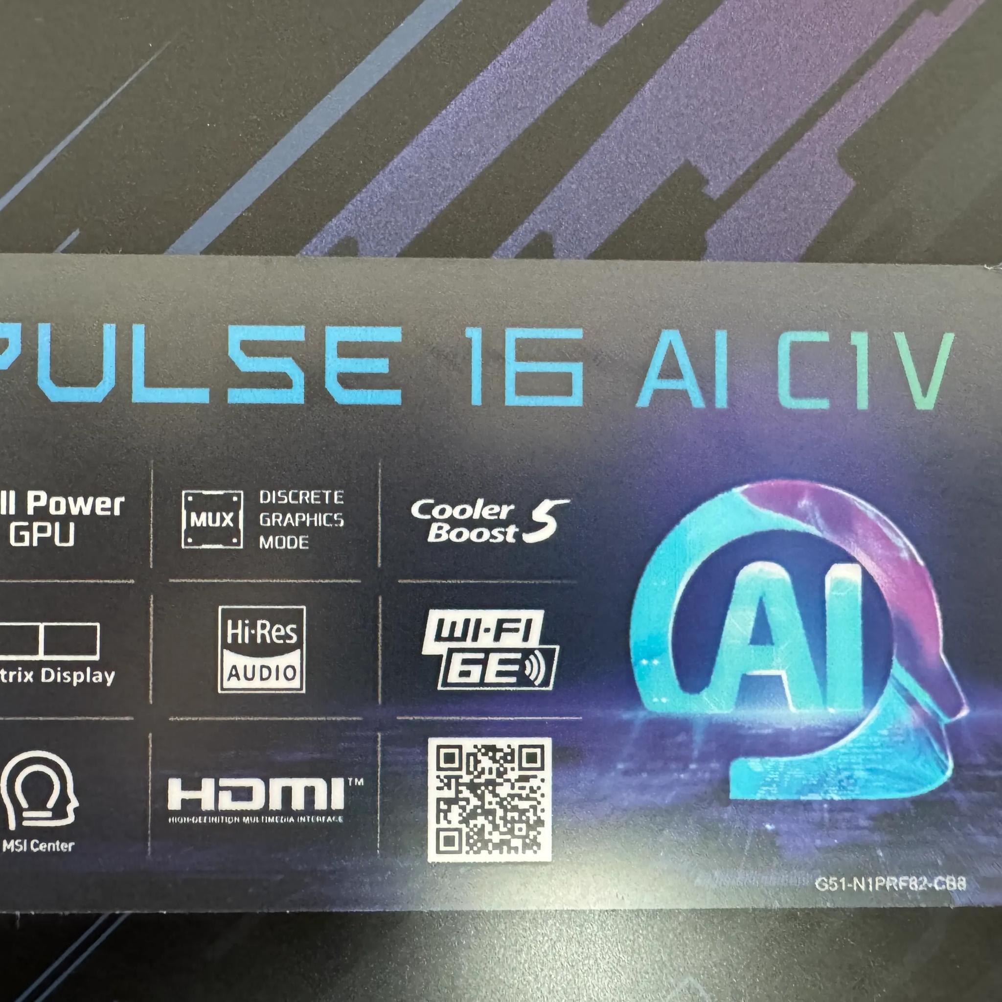 MSI Pulse 16 AI 240Hz Gaming Laptop Intel Core Ultra 9 185H - RTX 4070 - 32GB - 1TB NVME (Open Box)