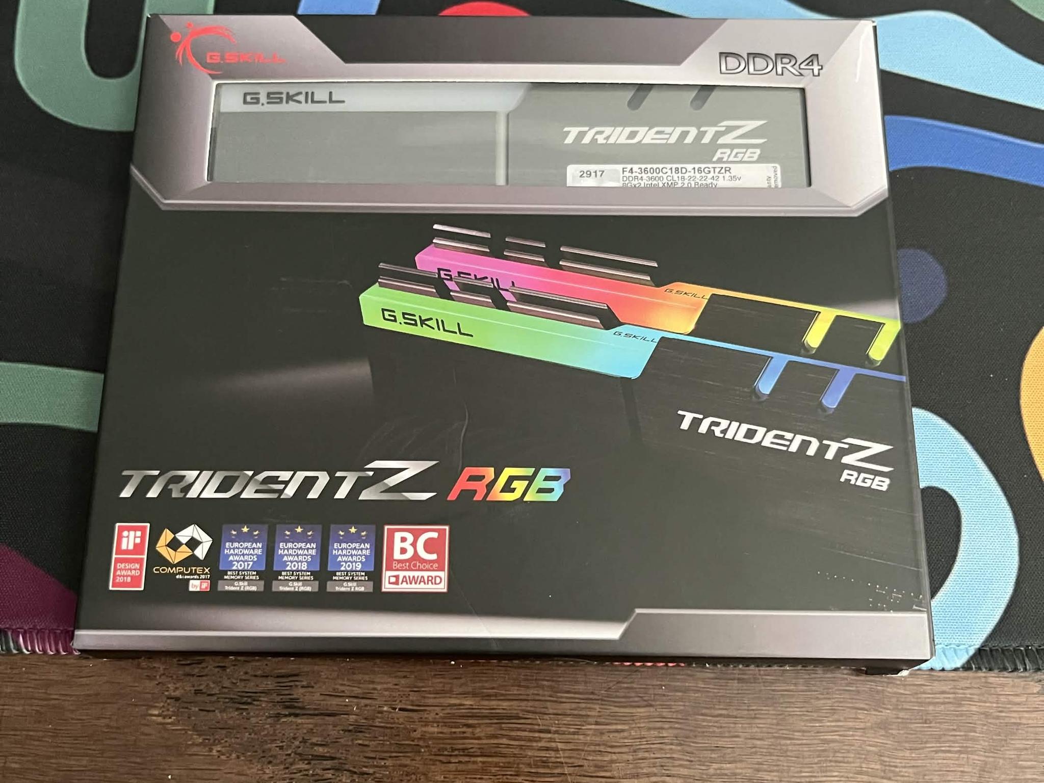 G.SKILL Trident Z RGB Series DDR4 RAM (XMP) 16GB (2x8GB) 3600MT/s CL18-22-22-42 1.35
