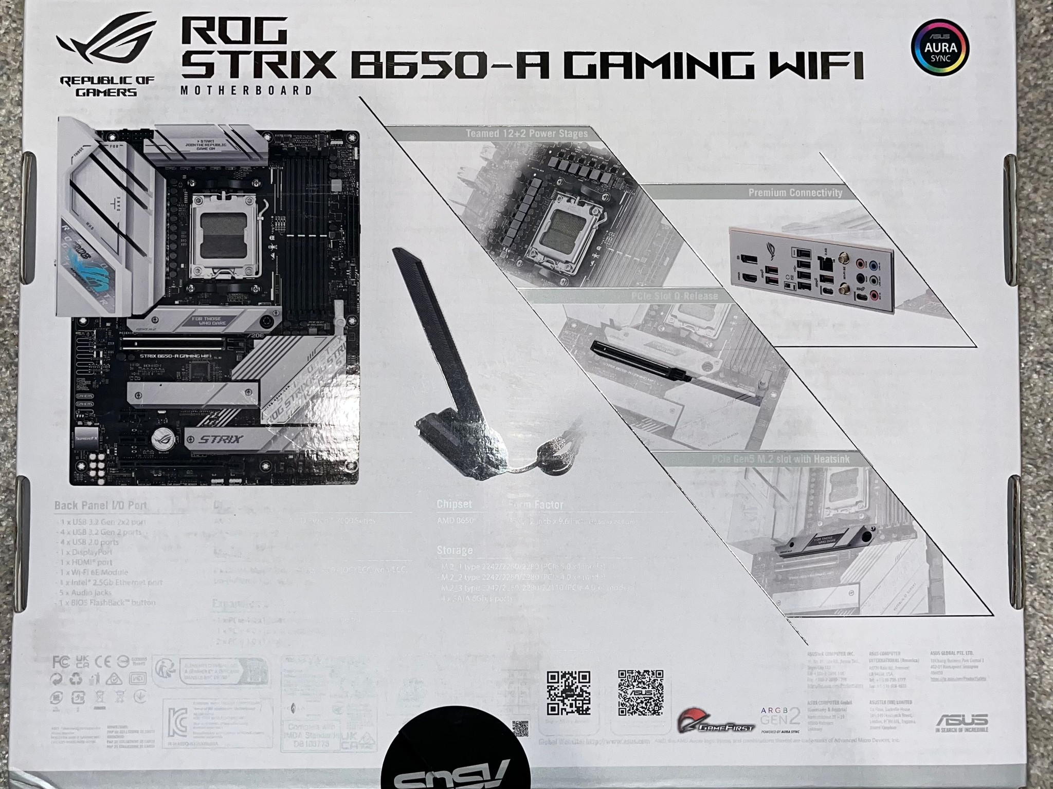 ASUS ROG STRIX B650-A GAMING WIFI (Socket AM5) AMD B650 ATX DDR5 Wi-Fi 6E AURA