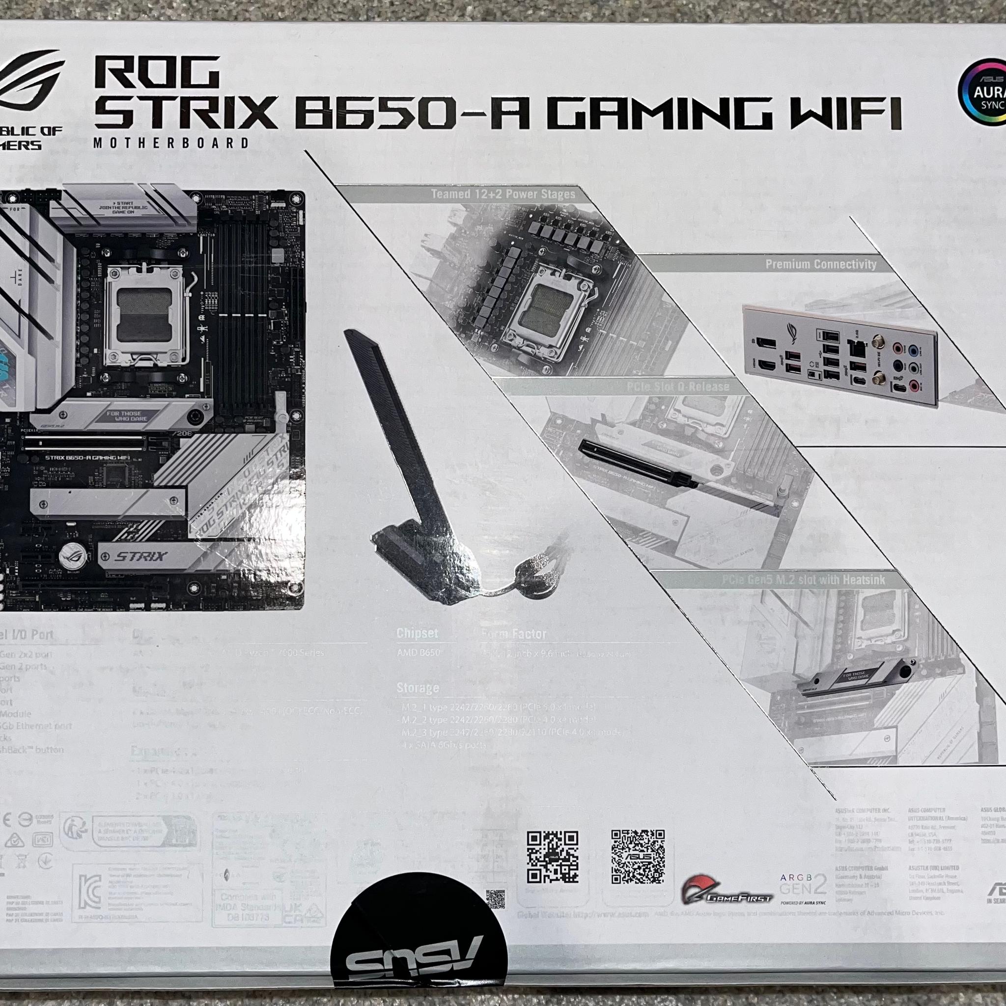 ASUS ROG STRIX B650-A GAMING WIFI (Socket AM5) AMD B650 ATX DDR5 Wi-Fi 6E AURA