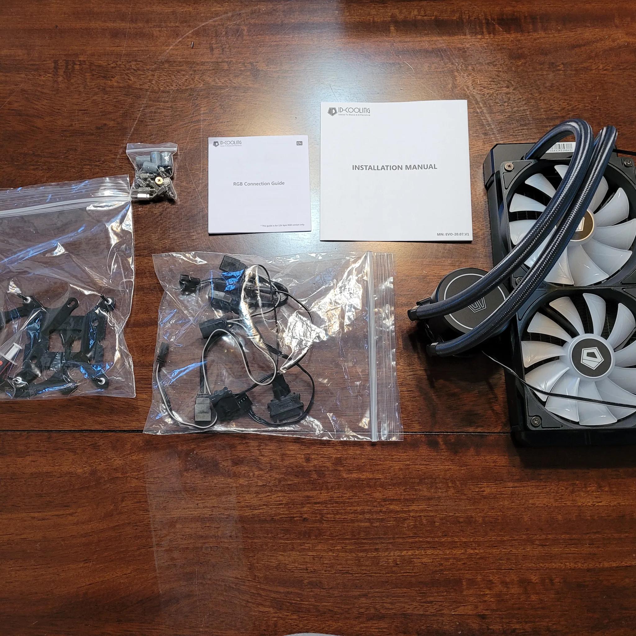Black ID-COOLING AURAFLOW X 240mm CPU AIO Cooler RGB Fan (Intel and AMD CPU Support)