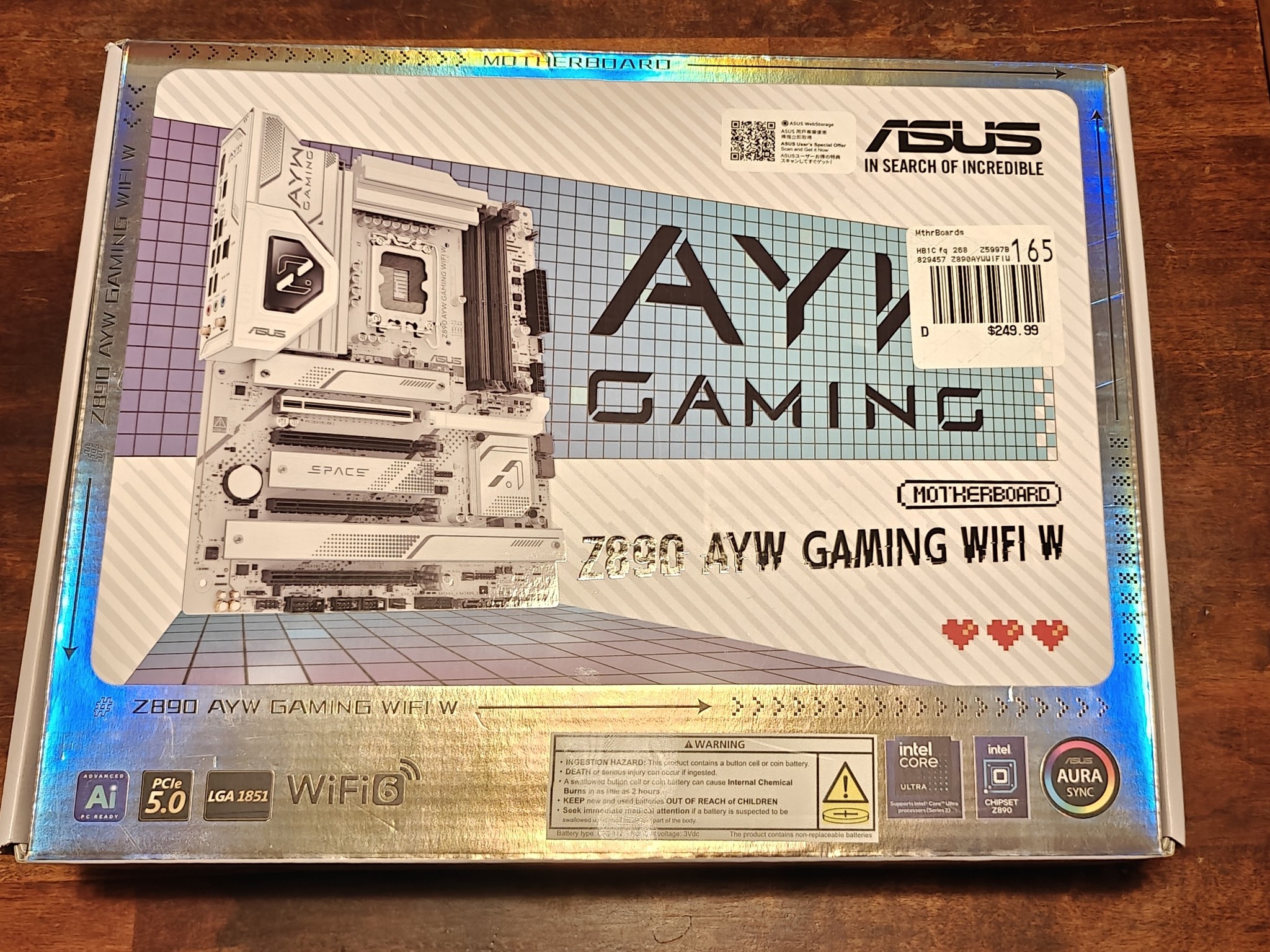 ASUS Z890 AYW GAMING WIFI W Intel LGA 1851 ATX Motherboard White