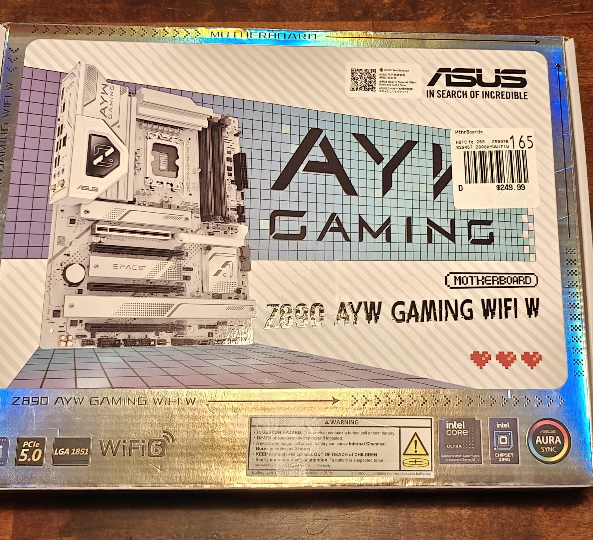 ASUS Z890 AYW GAMING WIFI W Intel LGA 1851 ATX Motherboard White