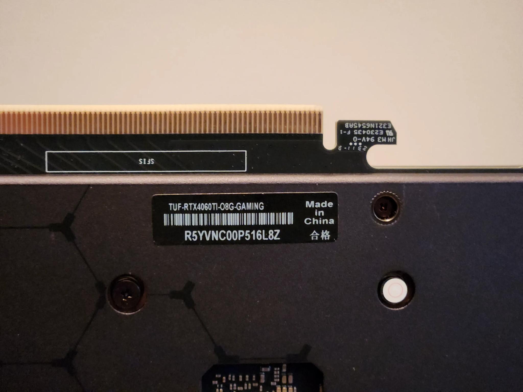 TUF 4060ti 8GB Graphics Card barely used!
