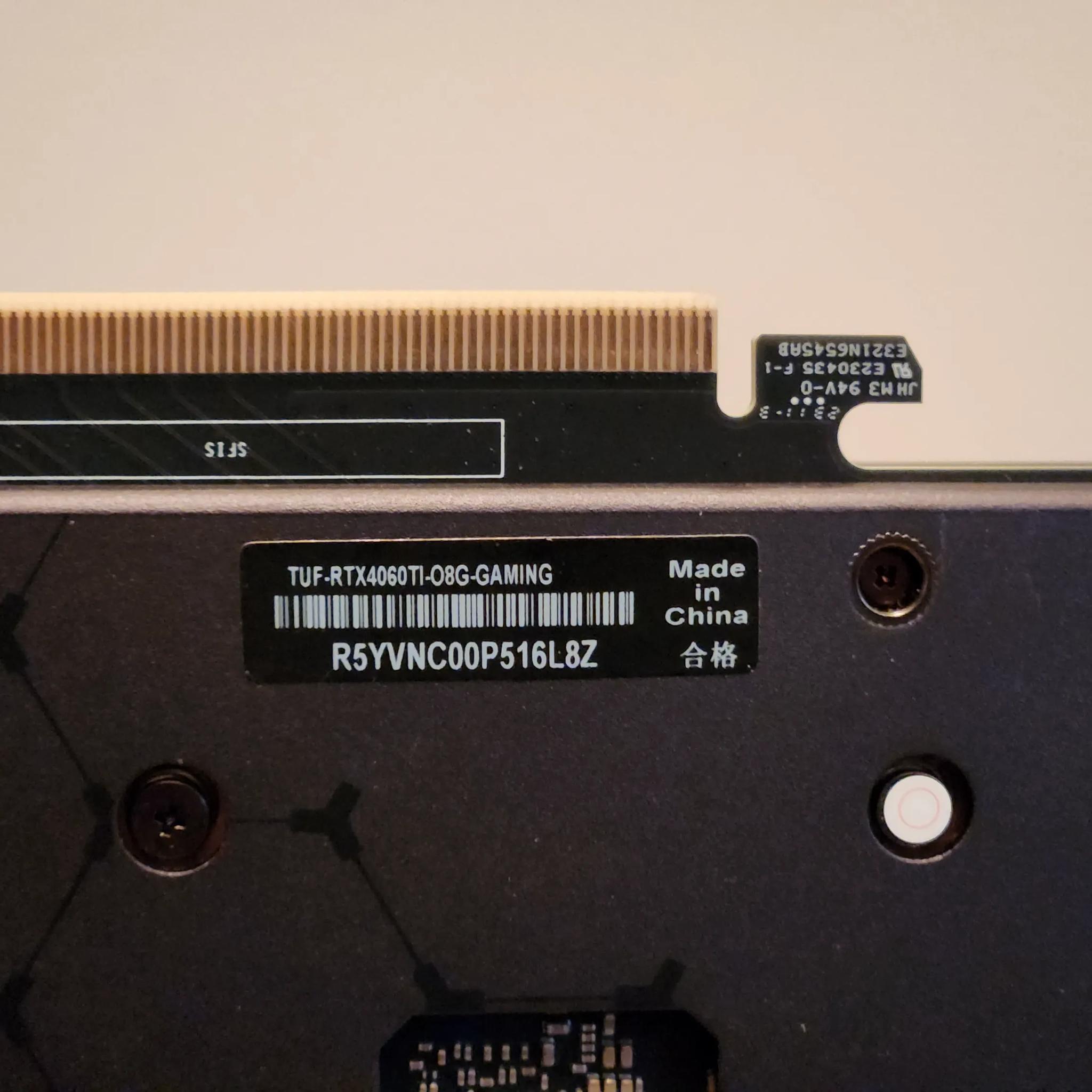 TUF 4060ti 8GB Graphics Card barely used!