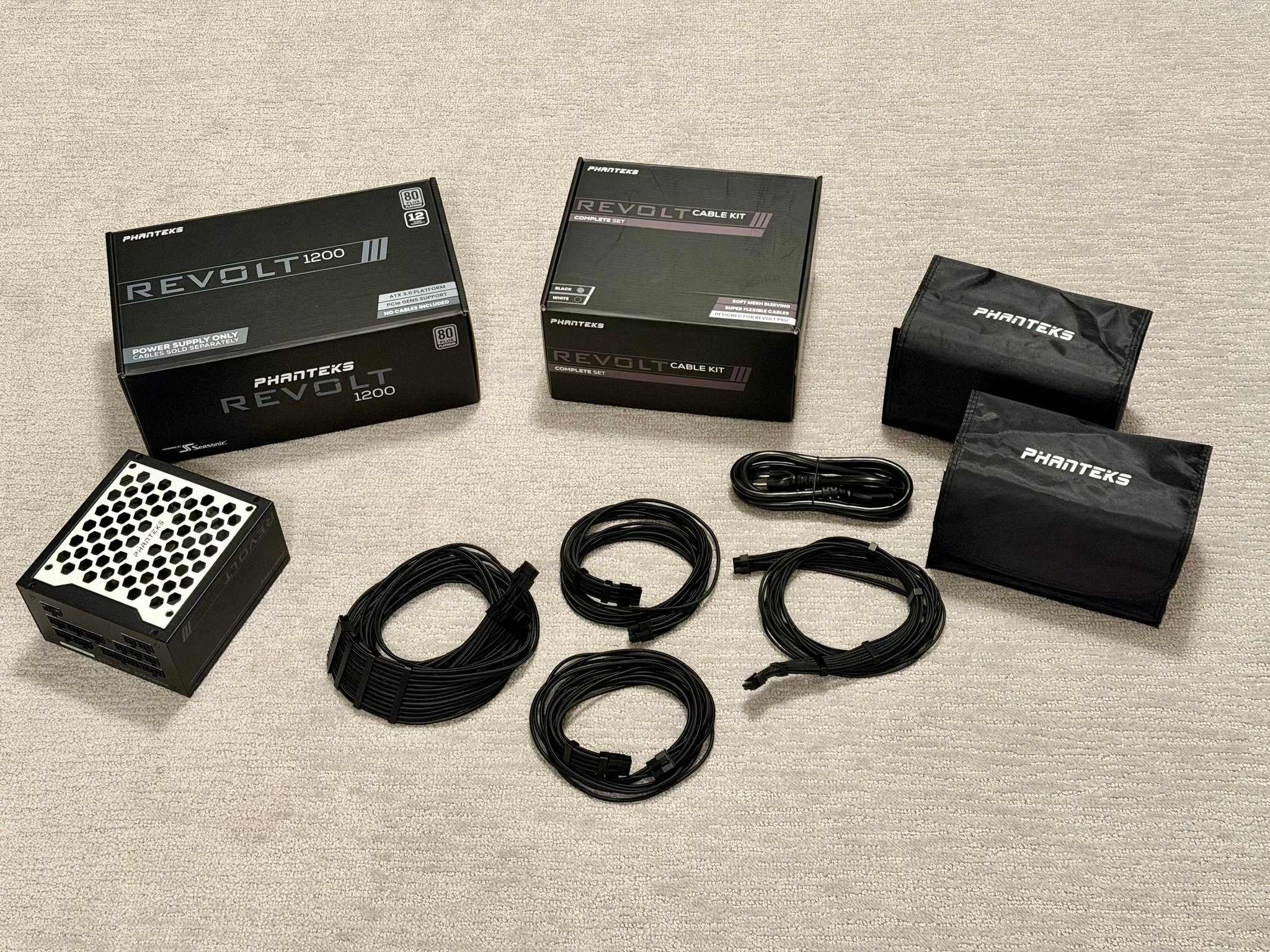 Phanteks 1200w Platinum Power Supply PSU with Sleeved Cable Kit