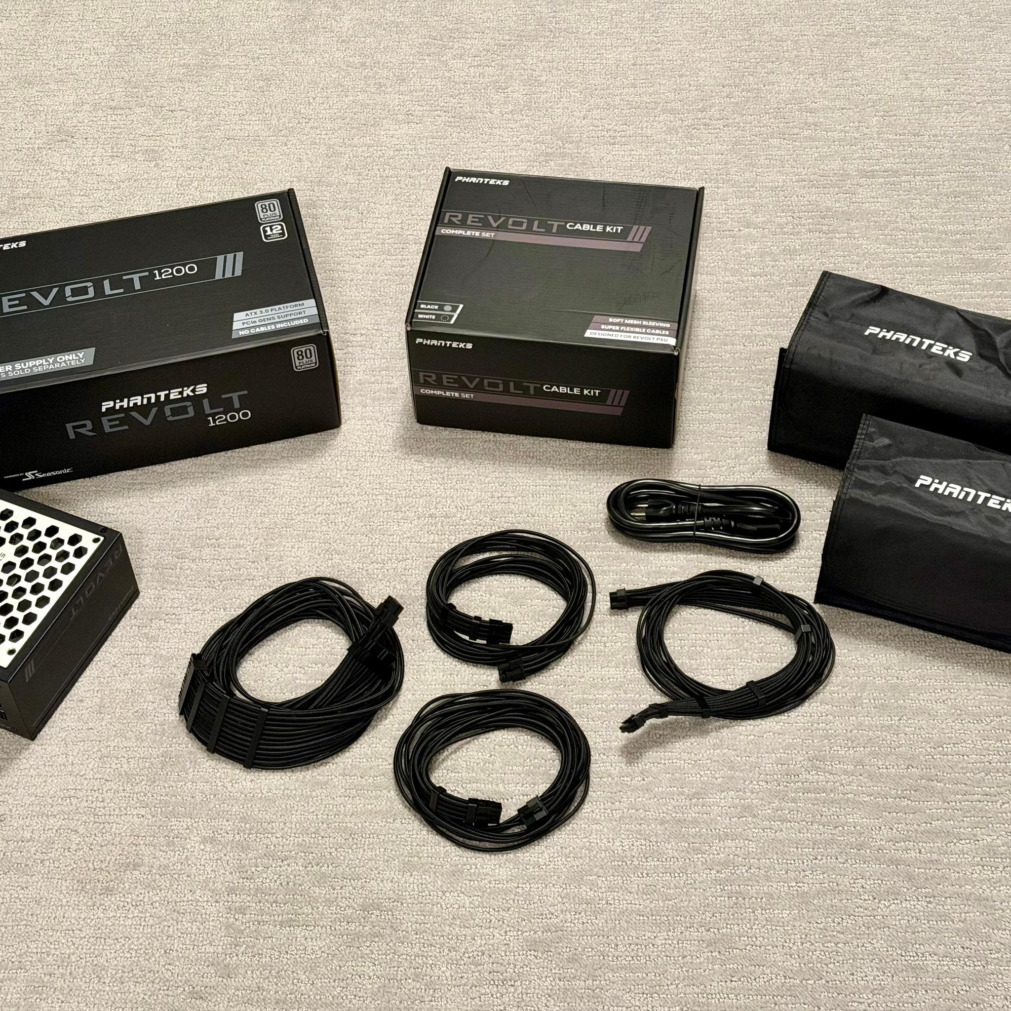 Phanteks 1200w Platinum Power Supply PSU with Sleeved Cable Kit