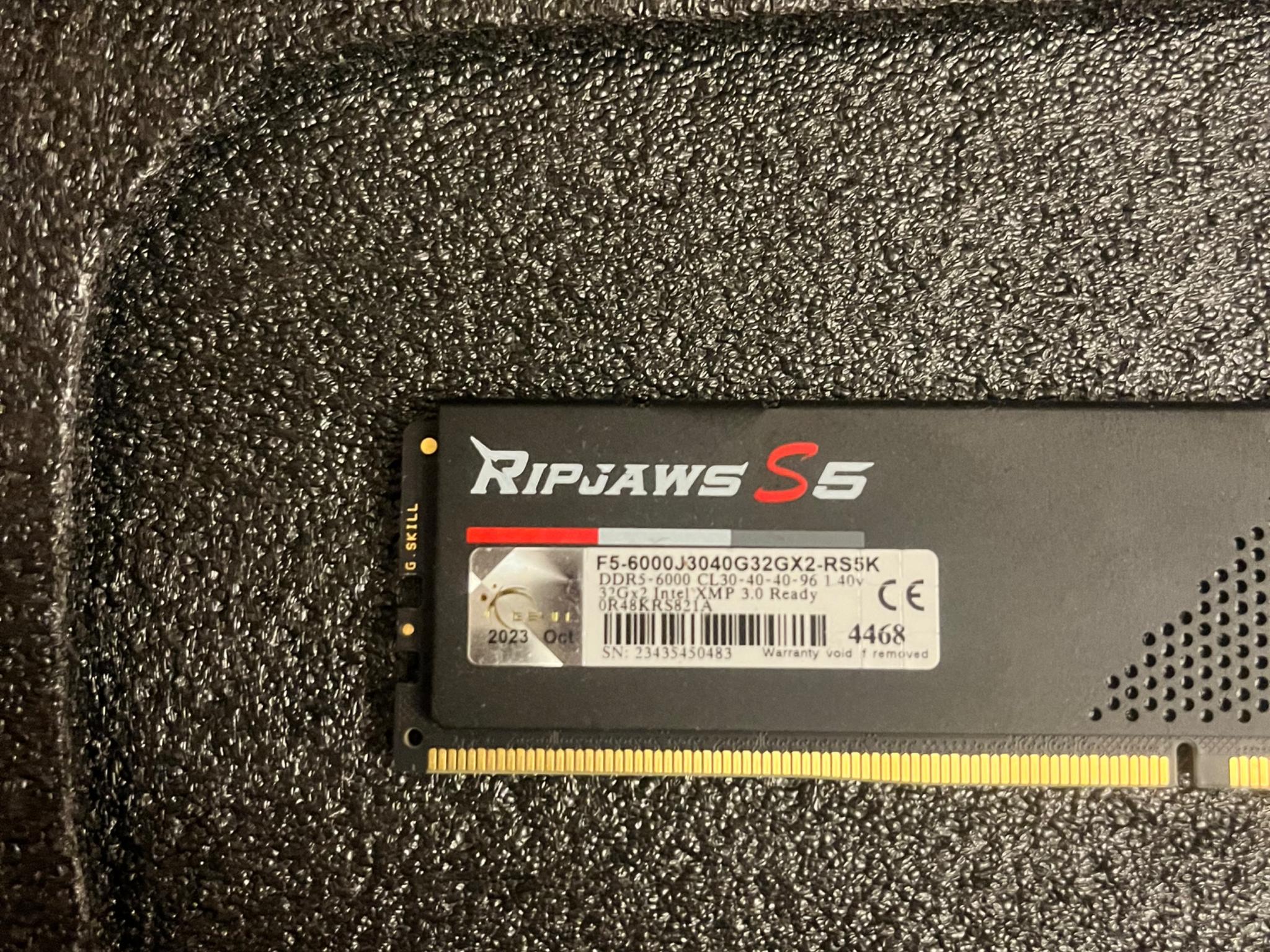 G.SKILL Ripjaws S5 DDR5 RAM 64GB (2x32GB) 6000MT/s CL30-40-40-96 1.40V