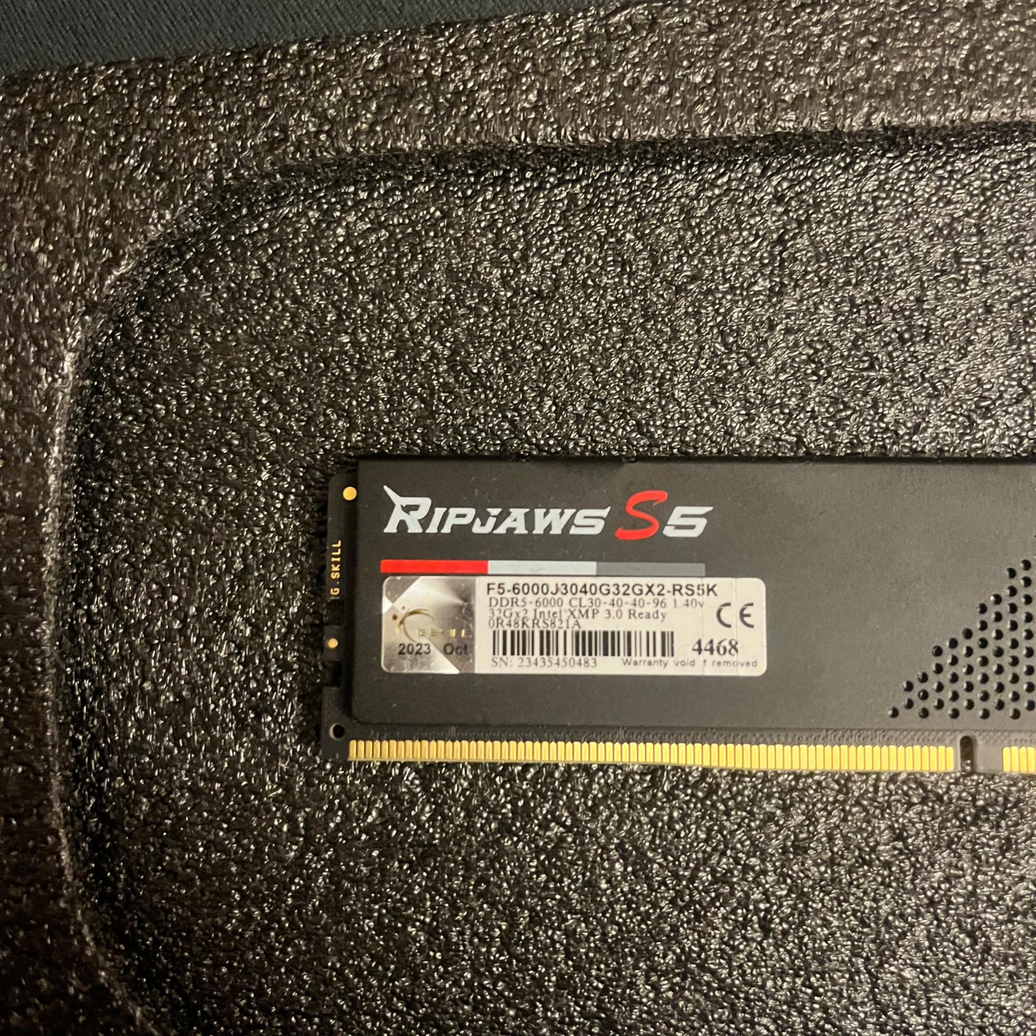 G.SKILL Ripjaws S5 DDR5 RAM 64GB (2x32GB) 6000MT/s CL30-40-40-96 1.40V