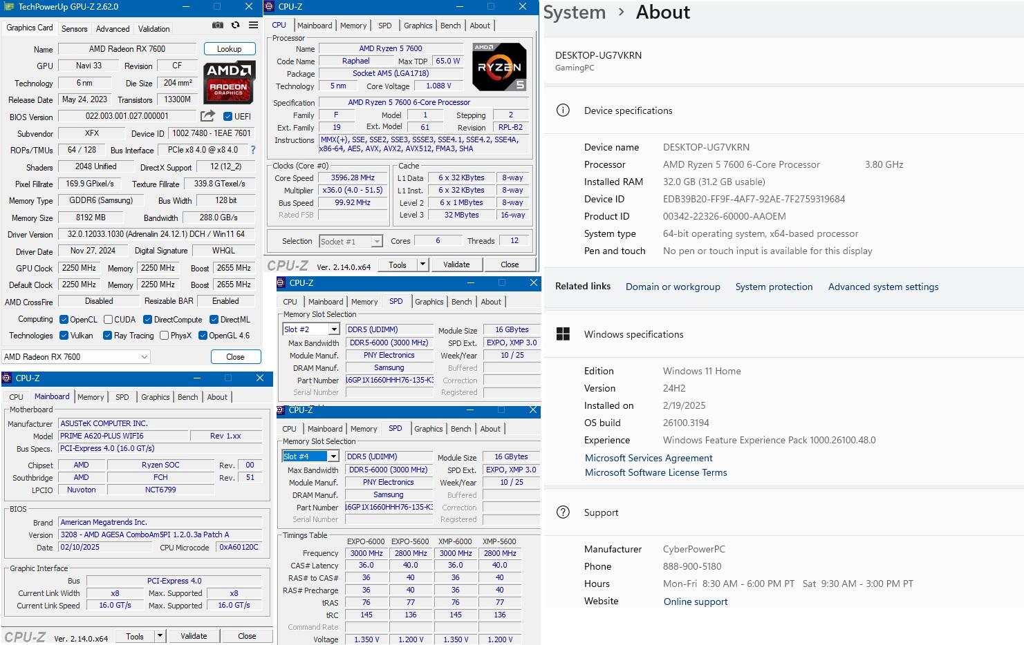 PC on Sale! Ryzen 5 7600, RX 7600, 32GB-DDR5 6000, 1TB SSD NVMe, 500W PSU