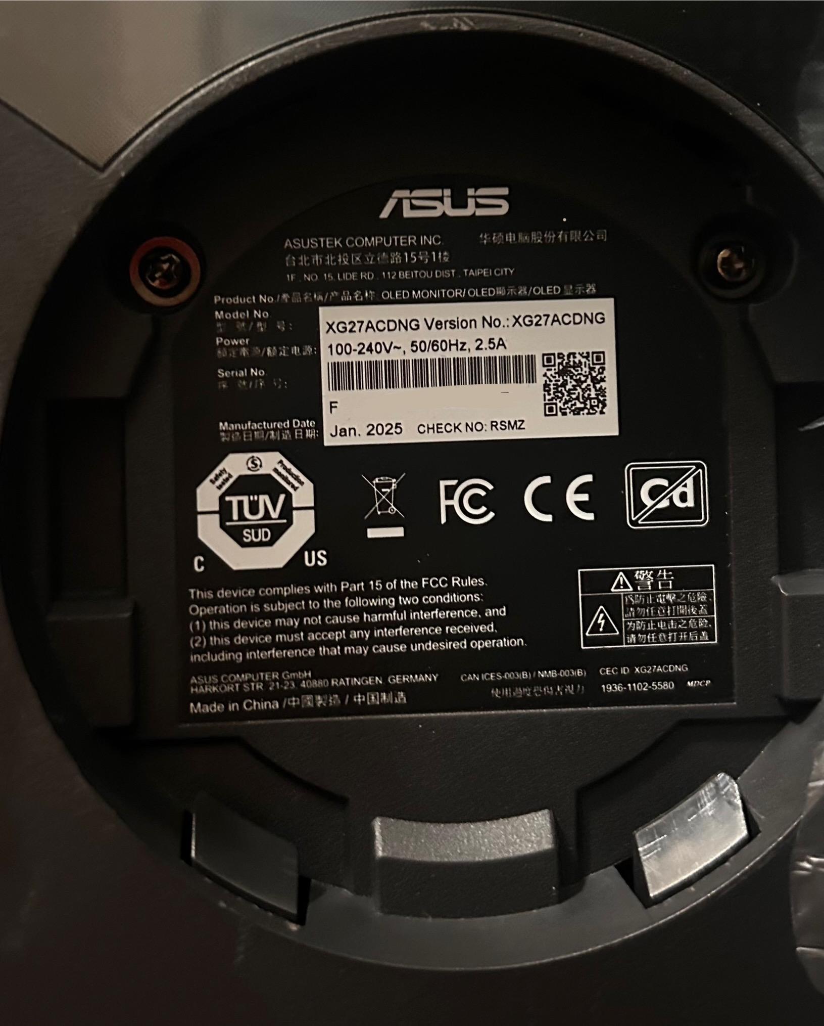ASUS ROG Strix QD-OLED 27" (360Hz) 2K WQHD (2560 x 1440) Gaming Monitor (XG27ACDNG)