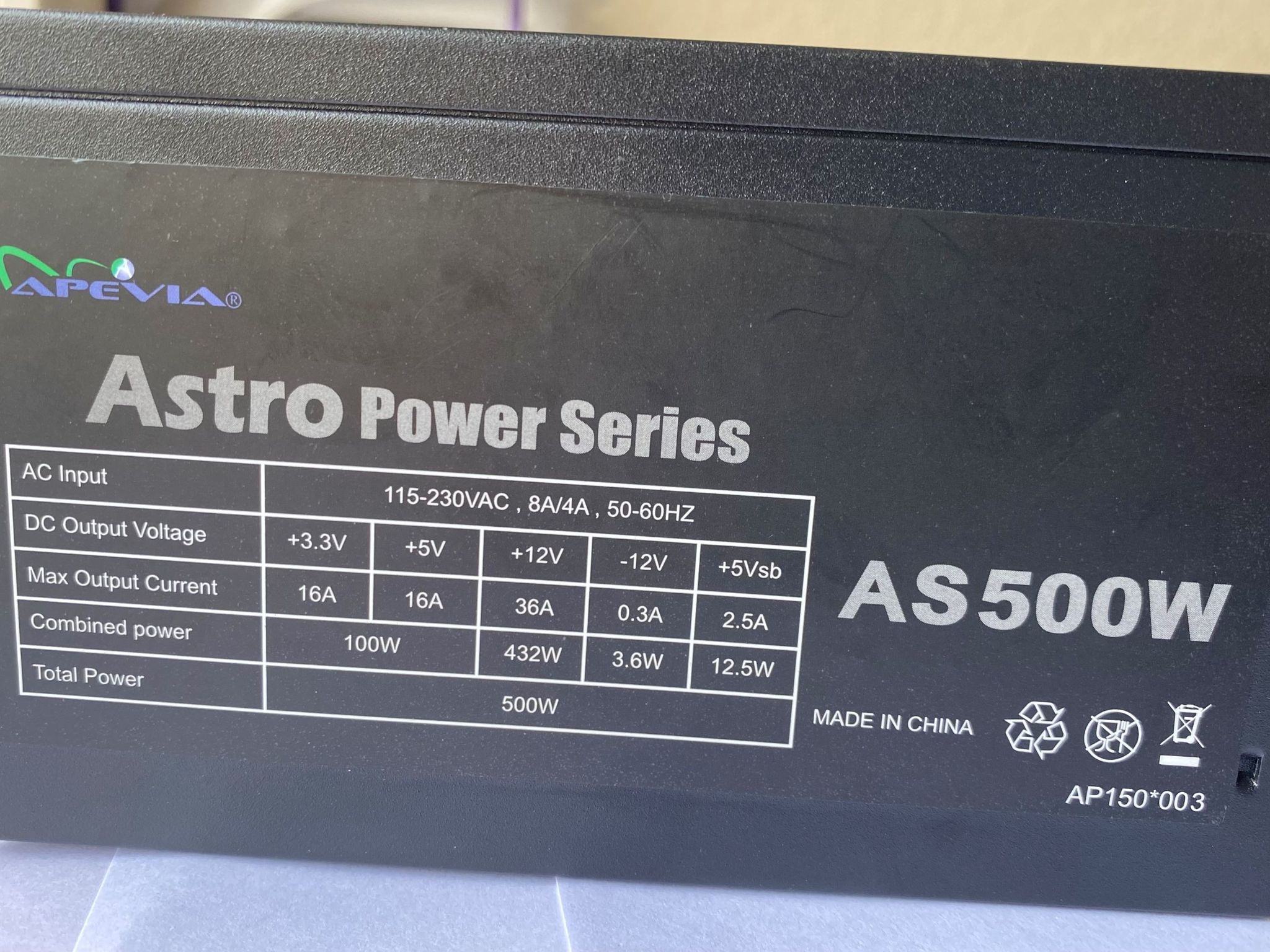 500W ATX APEVIA ATX-AS500W Astro