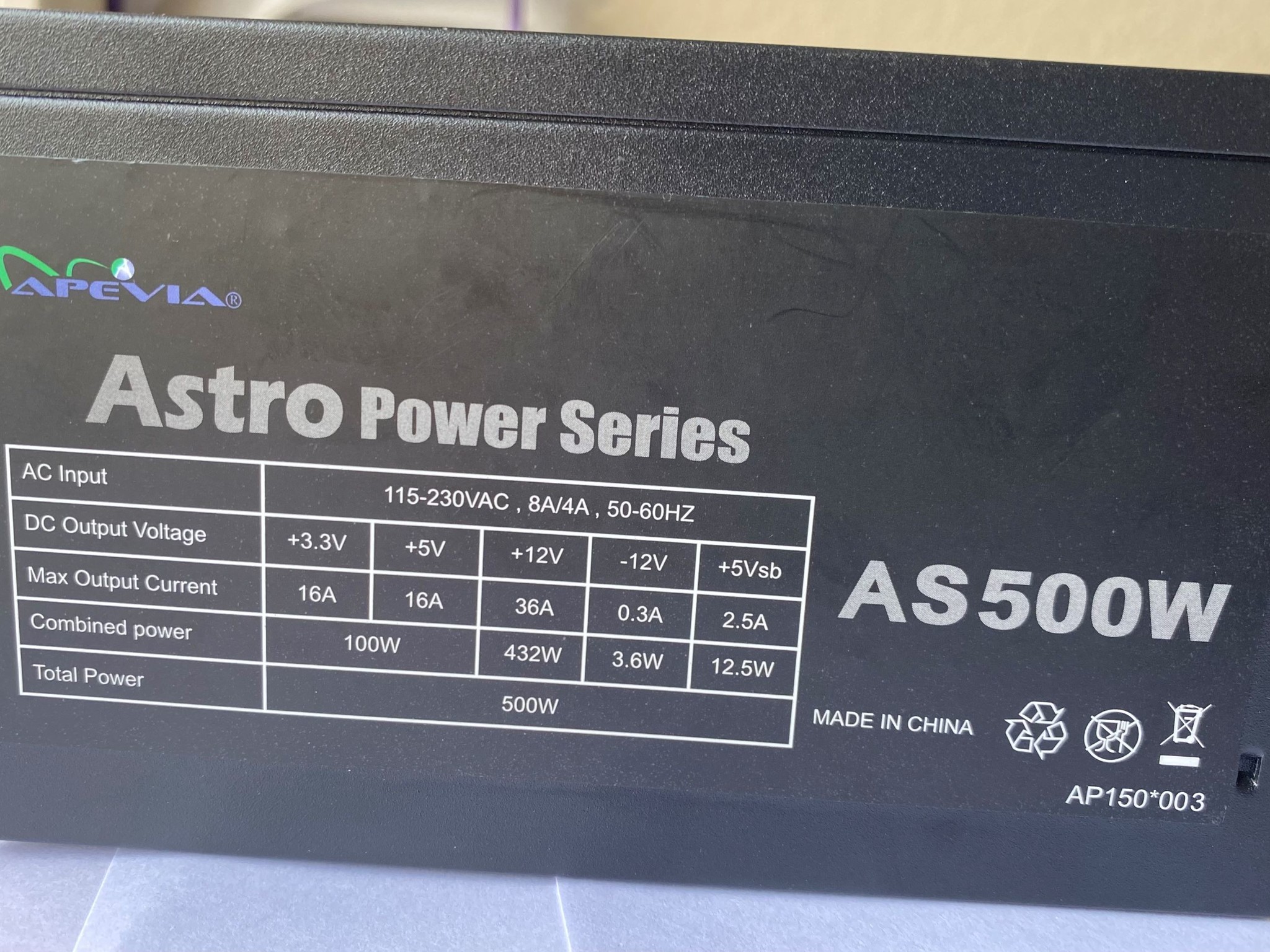 500W ATX APEVIA ATX-AS500W Astro