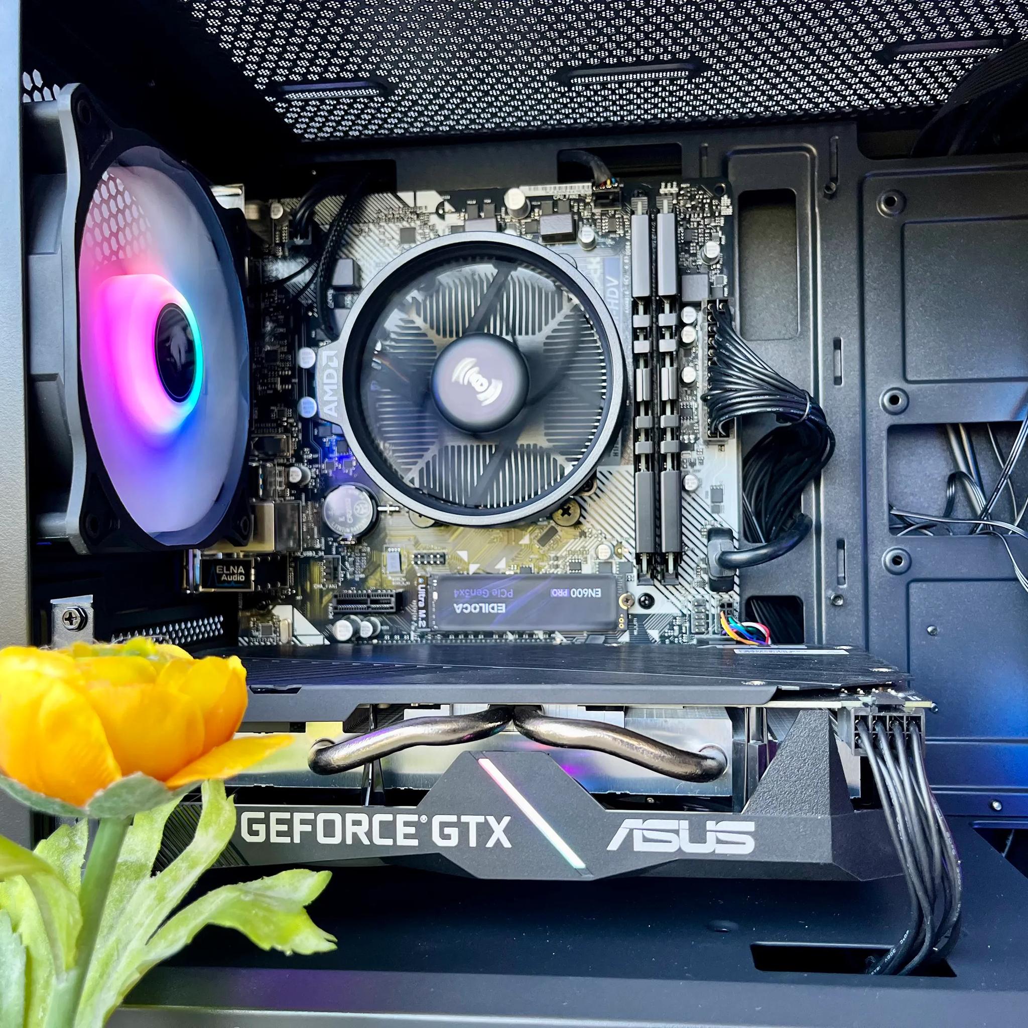 ⚫🌈Black ARGB Gaming PC⚫🌈NVIDIA GTX 1660 SUPER 6GB|AMD Ryzen 5 2600X|16GB DDR4|500GB NVME