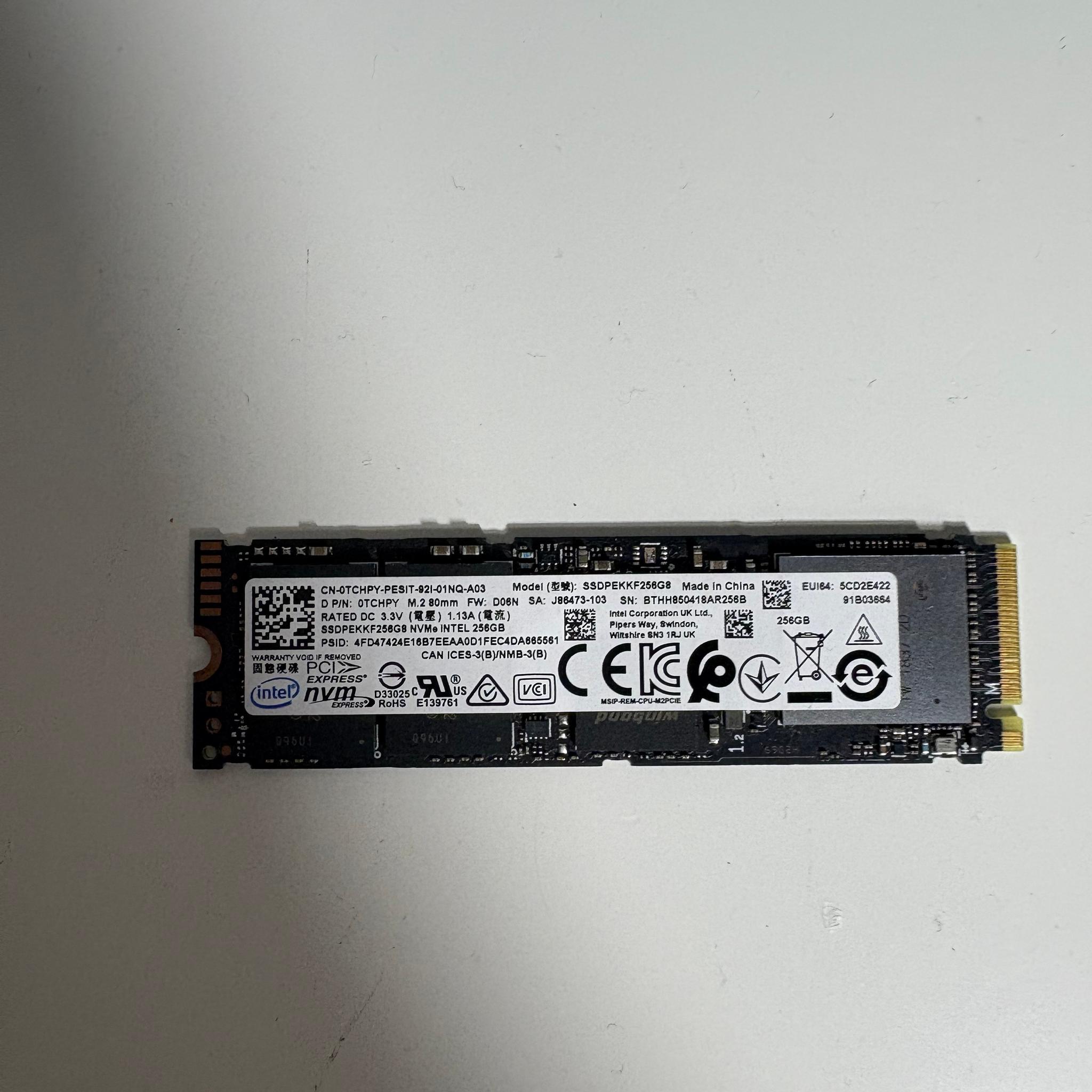 Intel 256GB Gen3.0x4 NVMe SSD