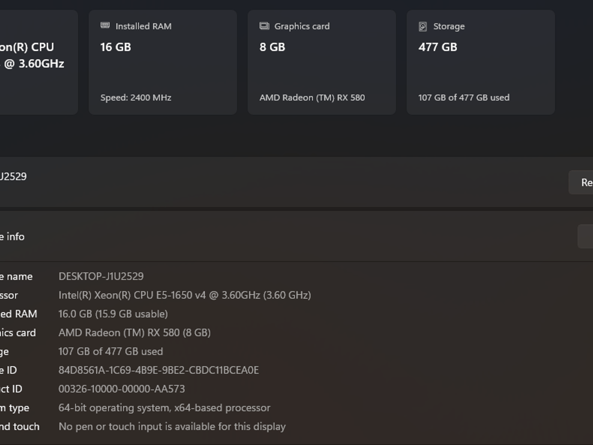 Gaming PC - Xeon E5 1650V4 / RX 580 / 16GB RAM / 512GB / Wi-Fi