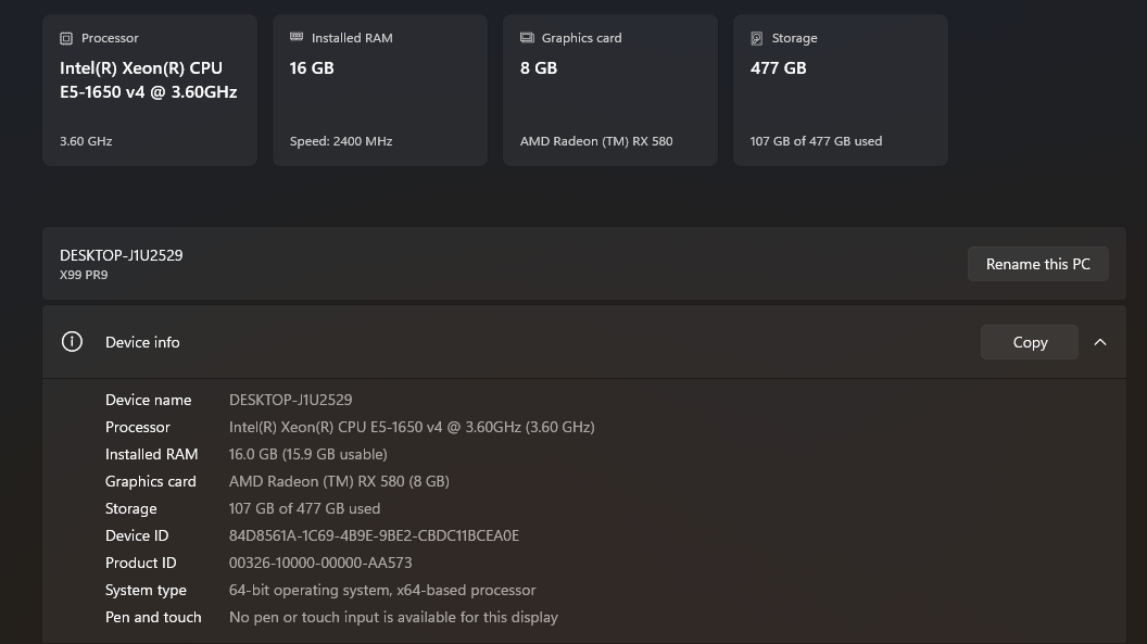 Gaming PC - Xeon E5 1650V4 / RX 580 / 16GB RAM / 512GB / Wi-Fi