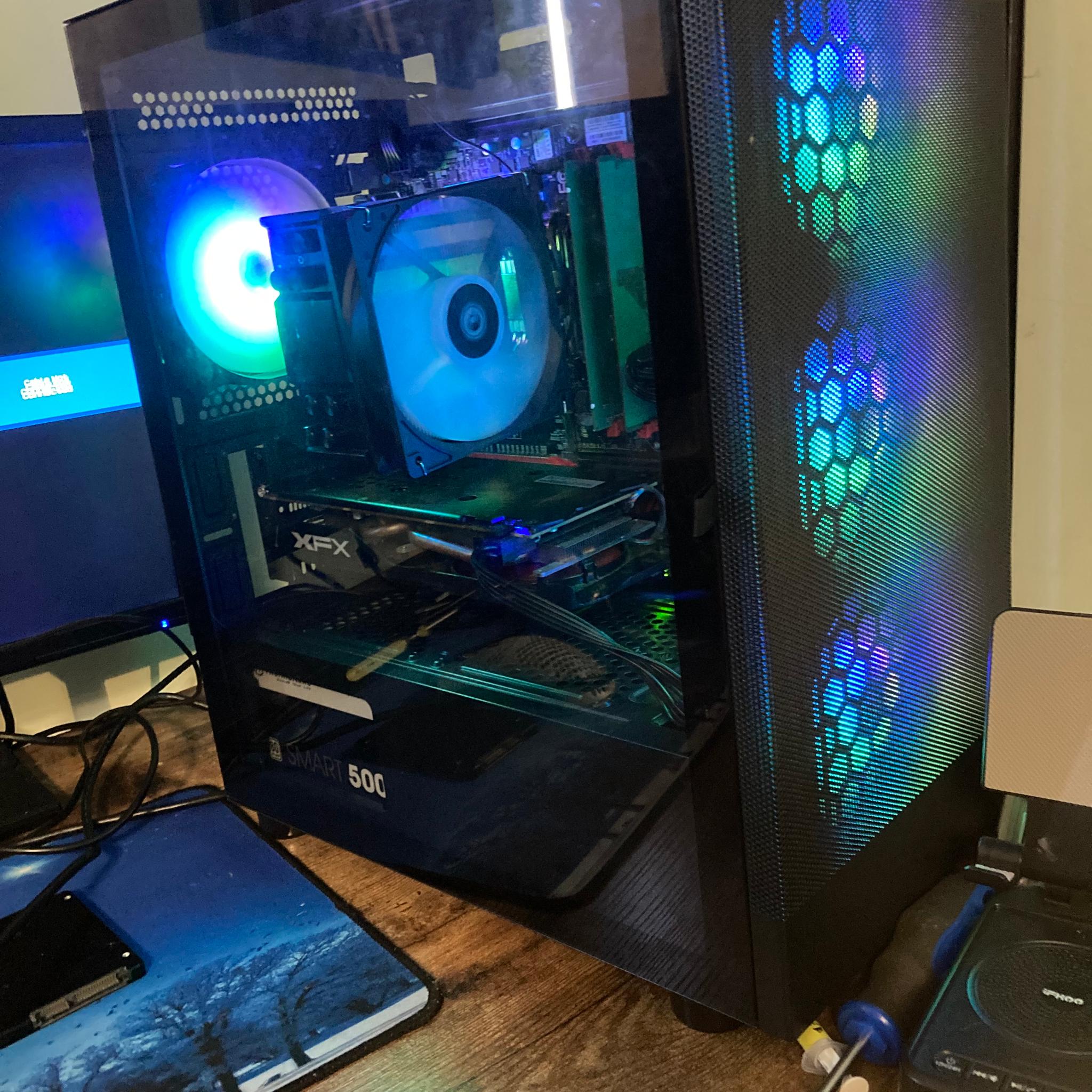 🔥 1080P GAMING PC – i7-6700 / RX 570 4GB / 256GB SSD / ARGB RGB Case / Win10 Pro 🔥