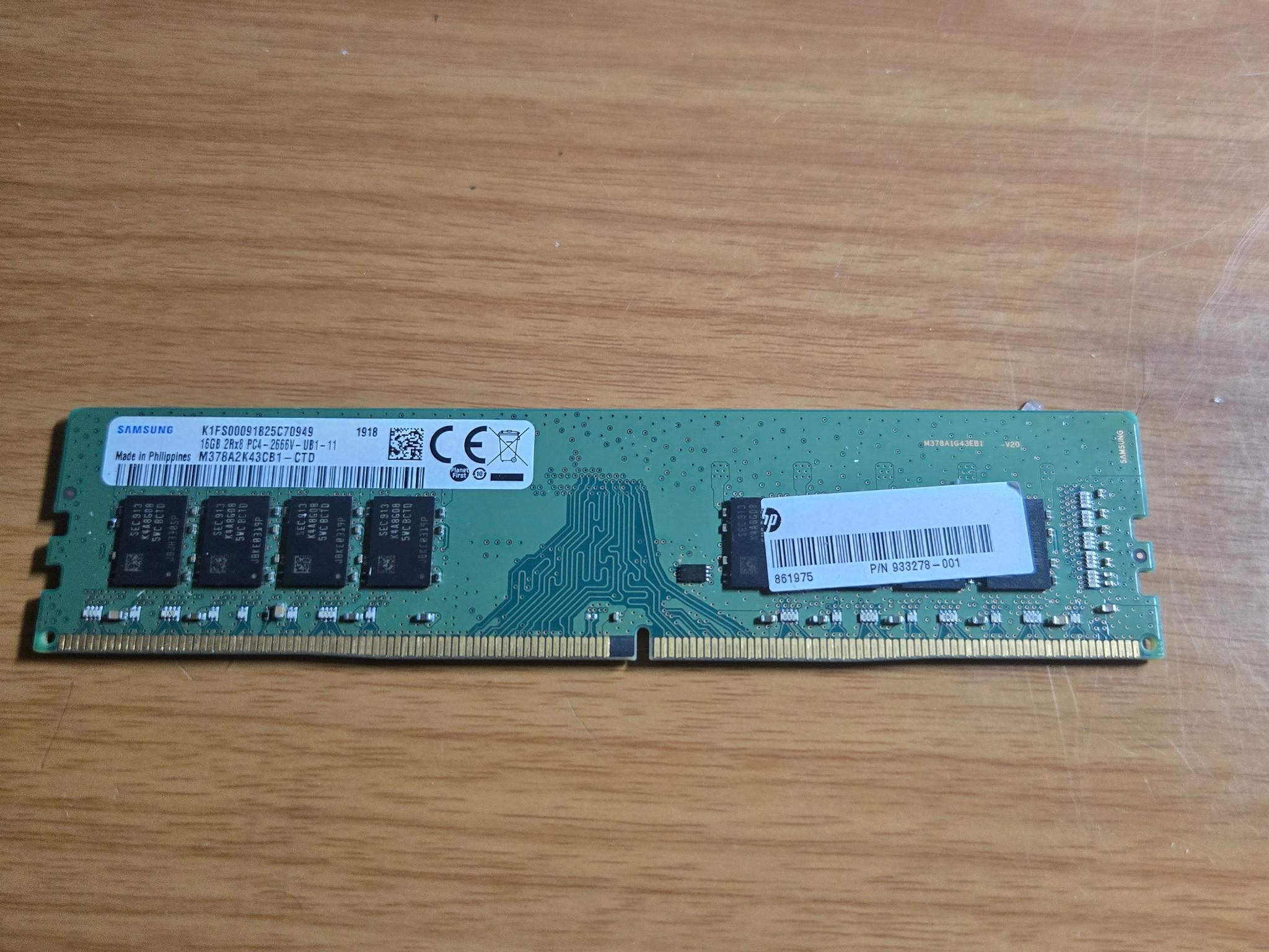 Samsung 32gb of RAM 16gb 2666mhz stick and 16gb (8x2) 2333mhz