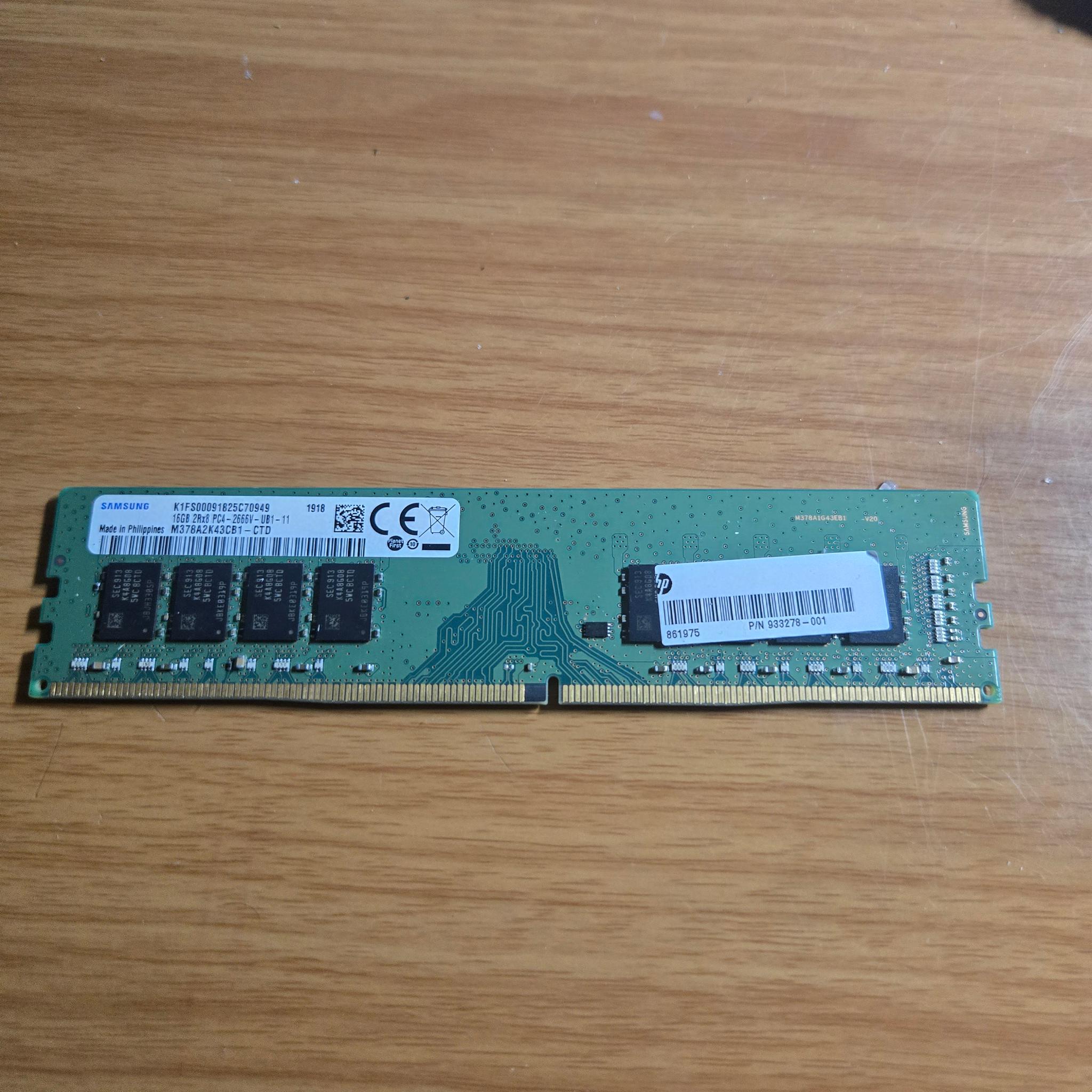 Samsung 32gb of RAM 16gb 2666mhz stick and 16gb (8x2) 2333mhz