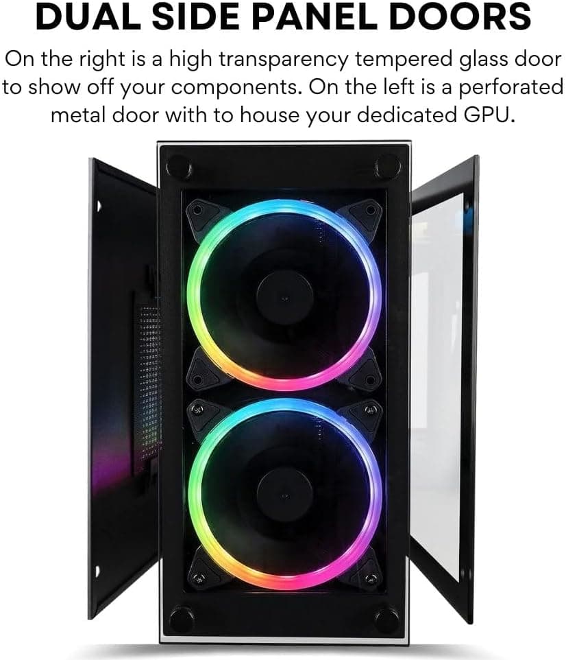 Stratos Mini ITX - Premium Gaming Case - 4x Halo RGB Fans - Fits full size GPUs (Gamemax/OEM)