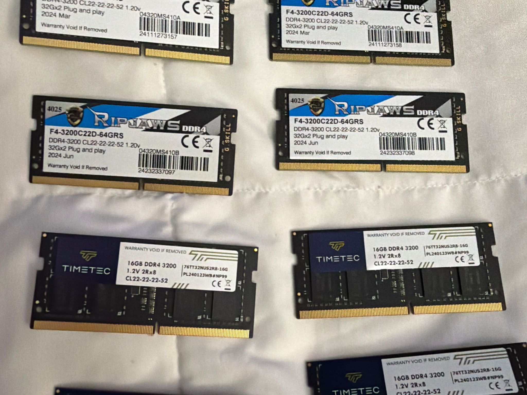 2x64GB Dual Channel Sodimm 2x 32GB Sodimm both DDR4 3200
