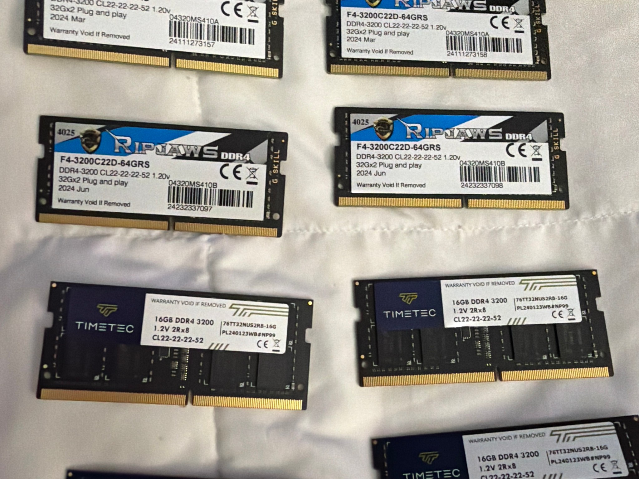 2x64GB Dual Channel Sodimm 2x 32GB Sodimm both DDR4 3200
